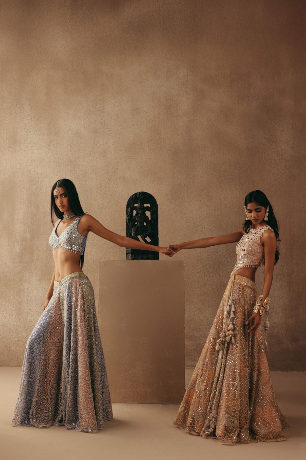 Blue Mirrorwork Sharara Set