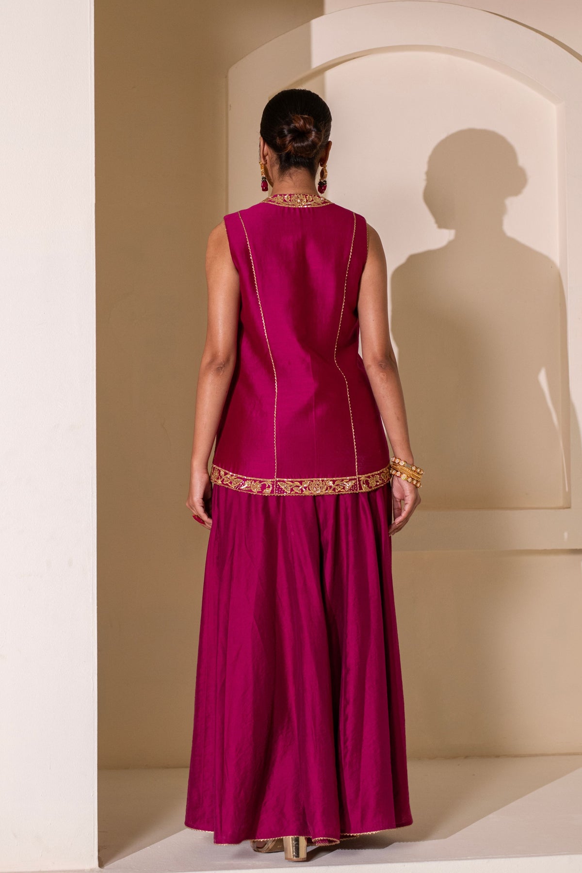 Magenta Embellished Sharara  Set