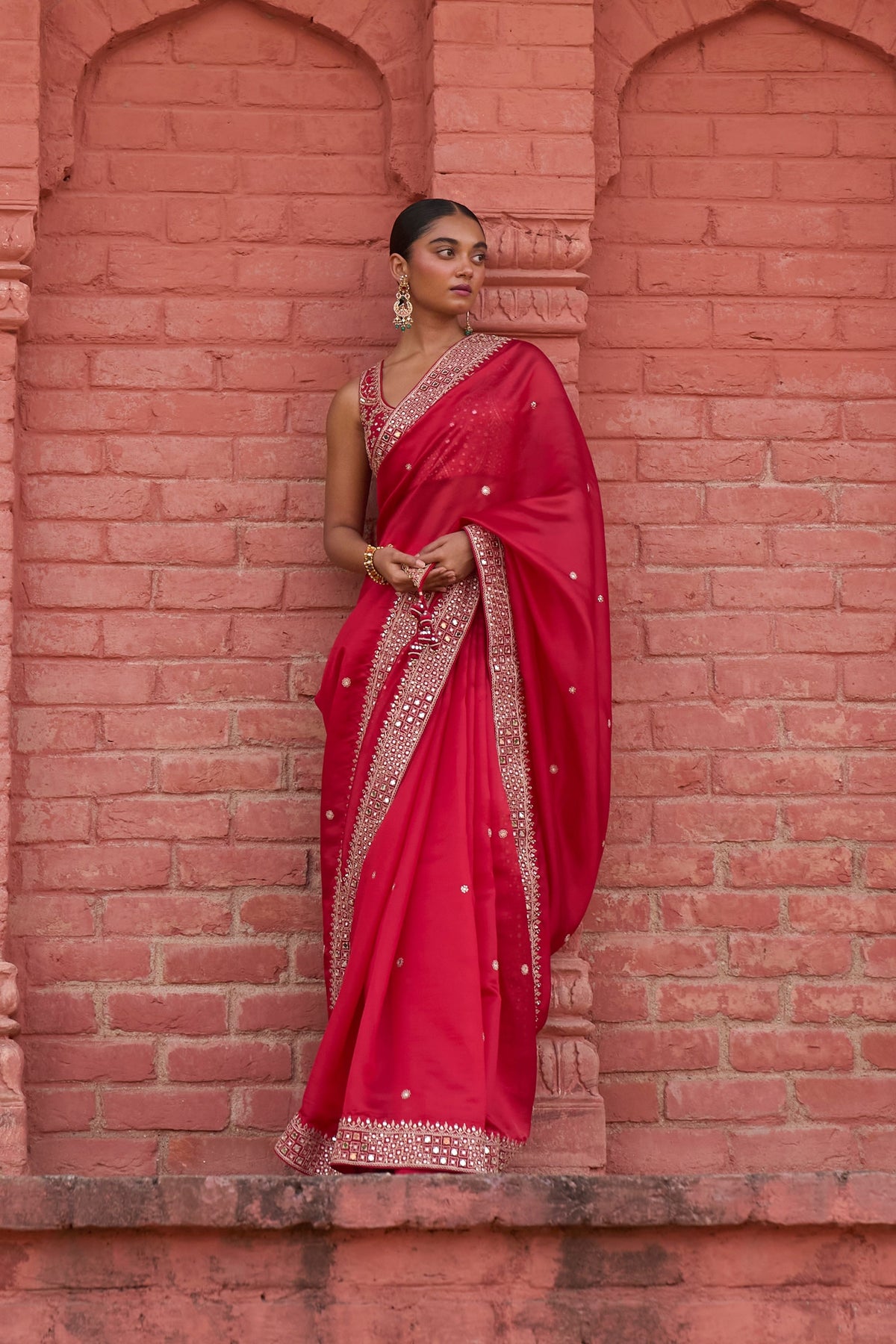 Classic Surkh Red Saree Set