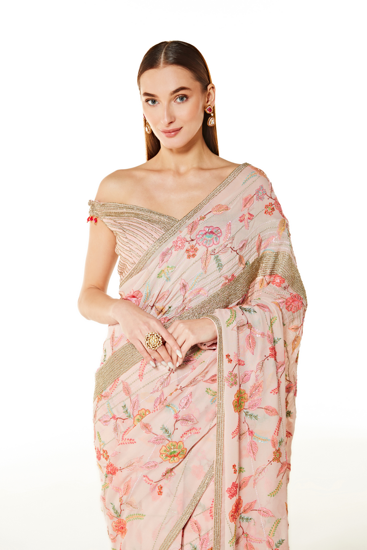 Zaynab Saree Set in Pink