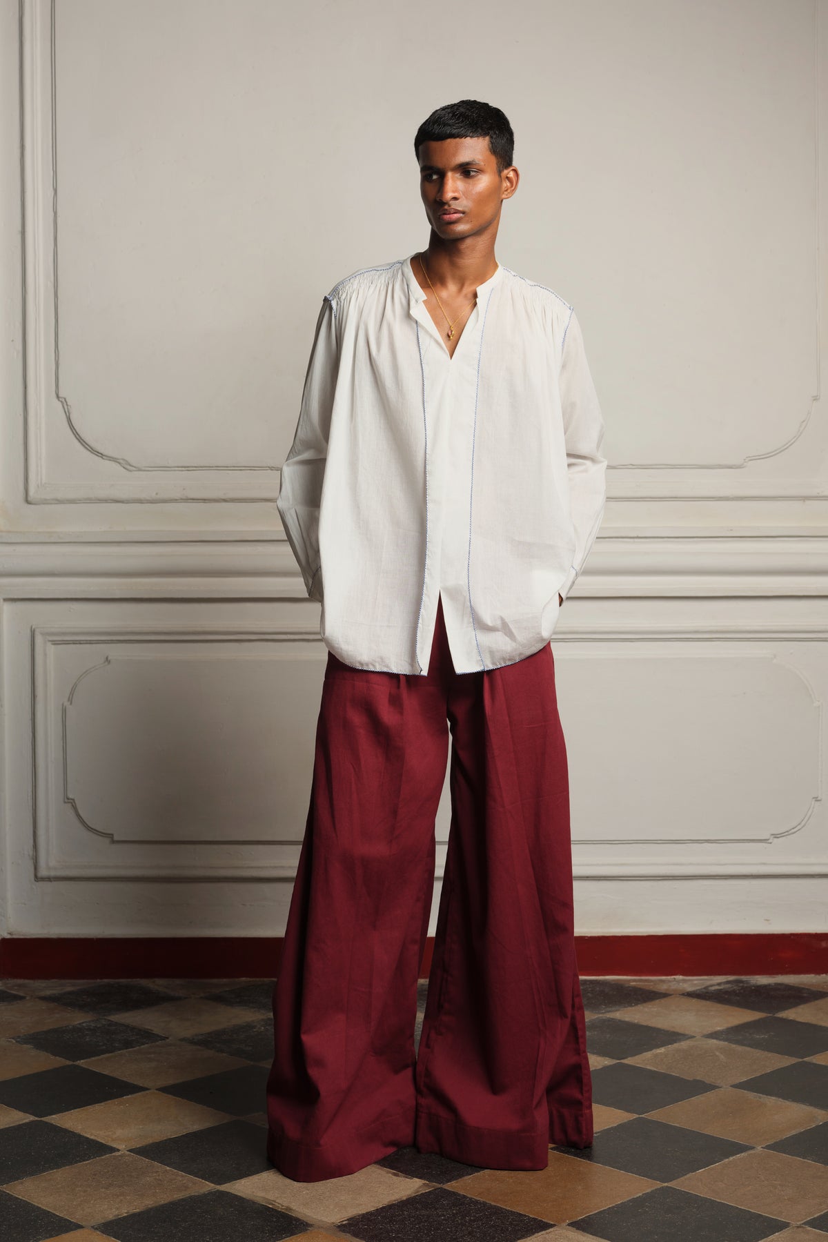 Extra wide leg drill trousers