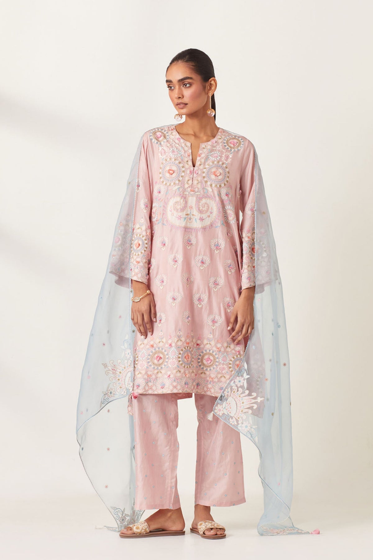 Pink Silk Straight Kurta Set