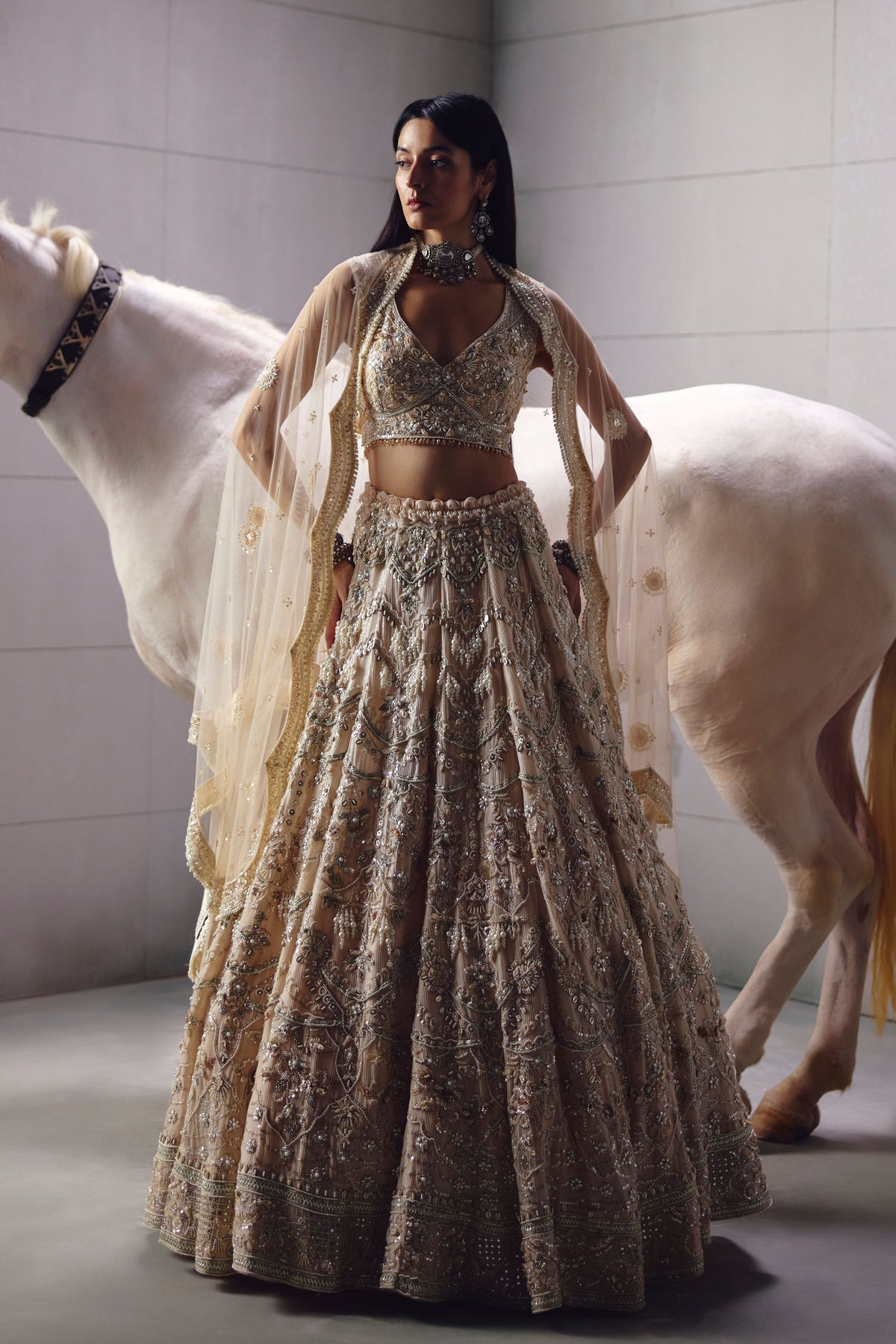Ivory Embroidered Lehenga Set