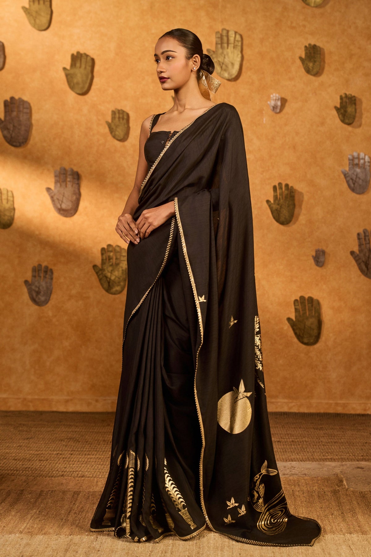 Black Bloom Saree