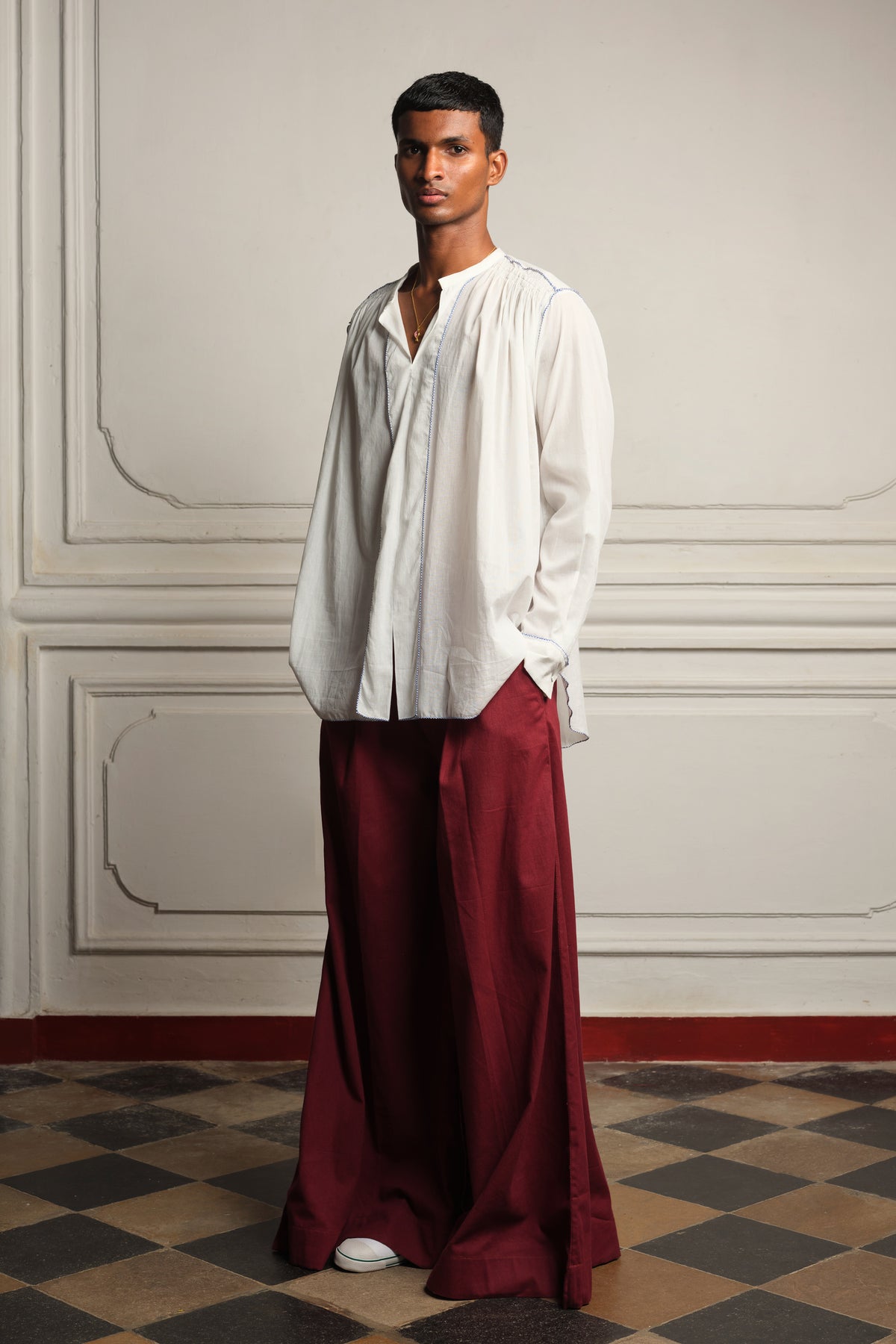 Cotton voile shirt with trousers