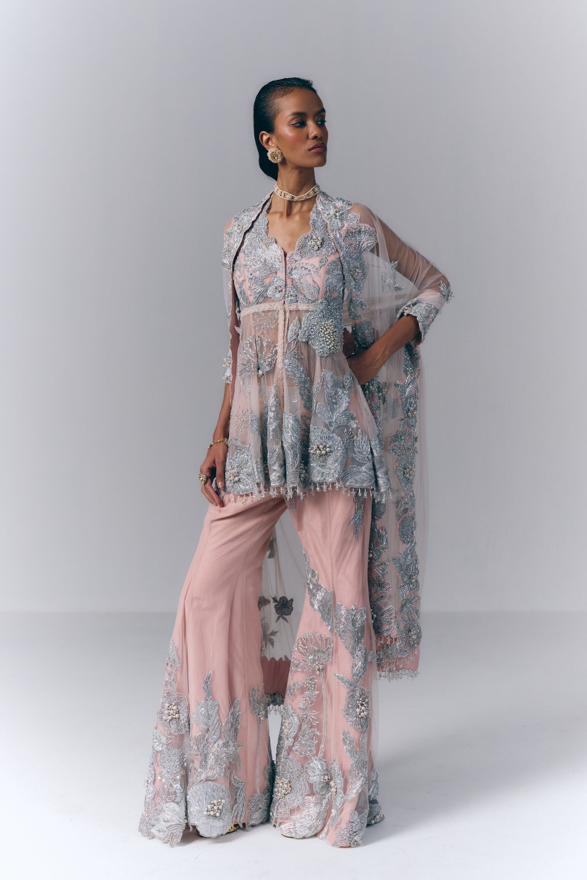 Aurora Blush Peplum Set