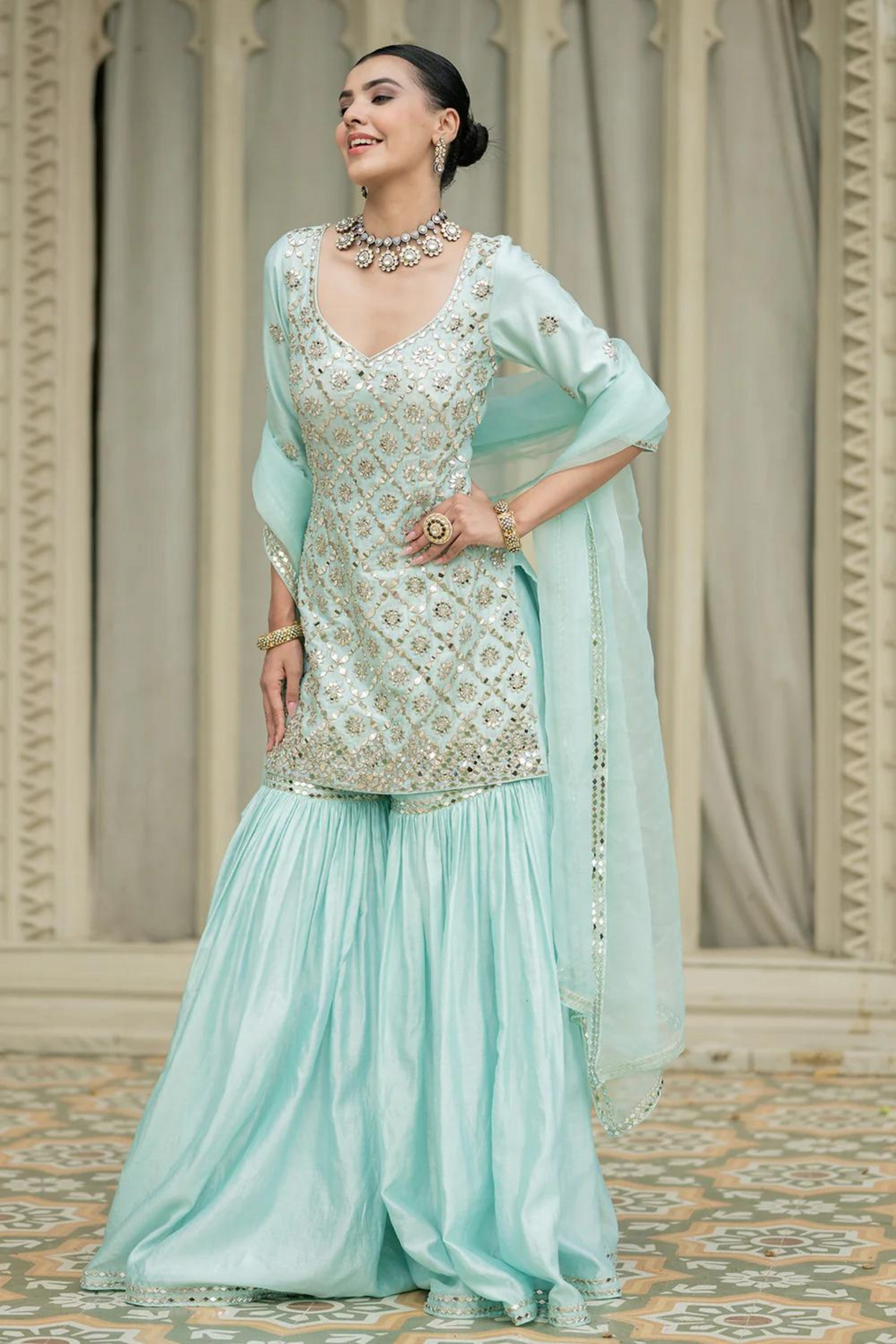 Baby Blue Sharara Set