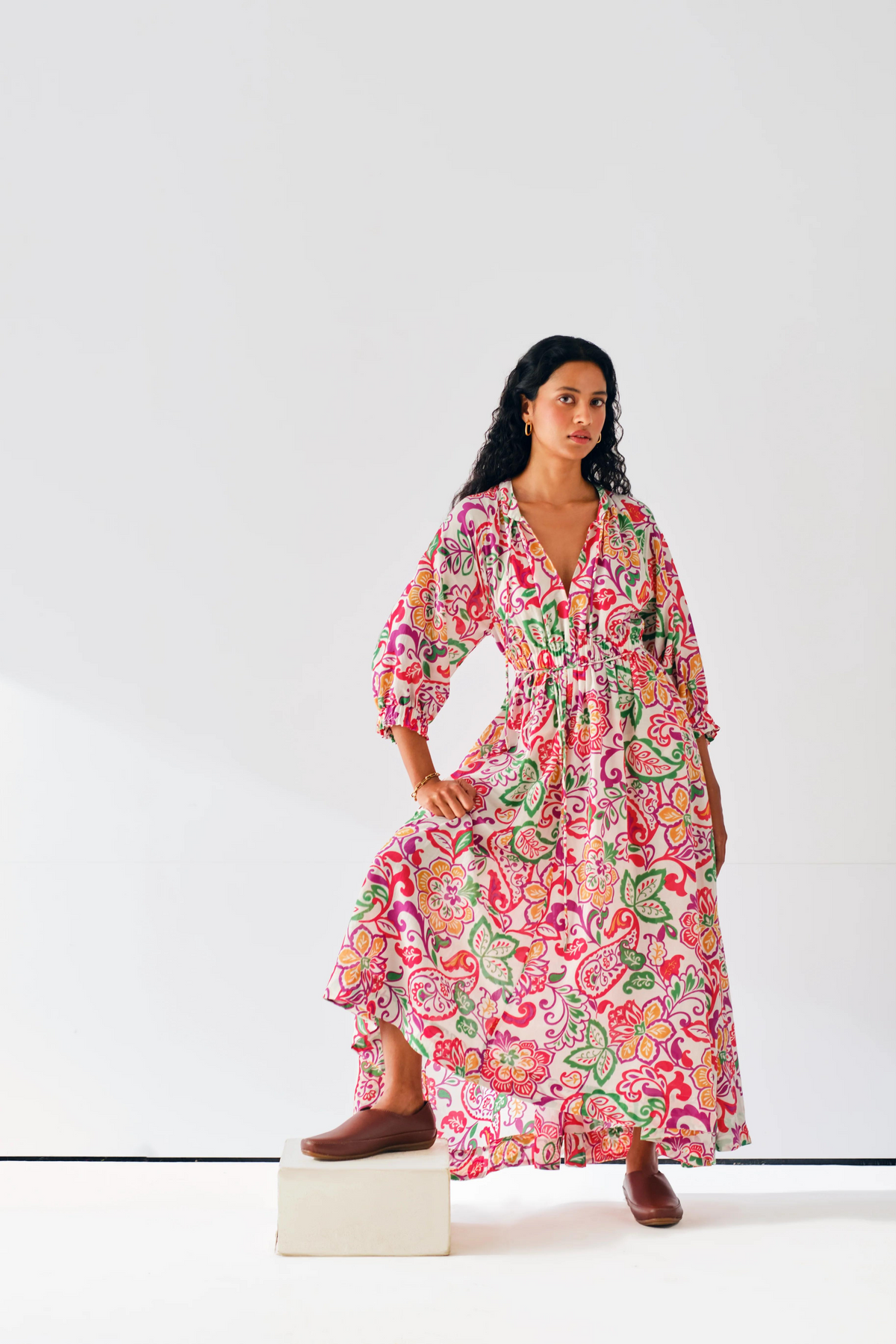 Naira Silk-cotton Drawstring Dress