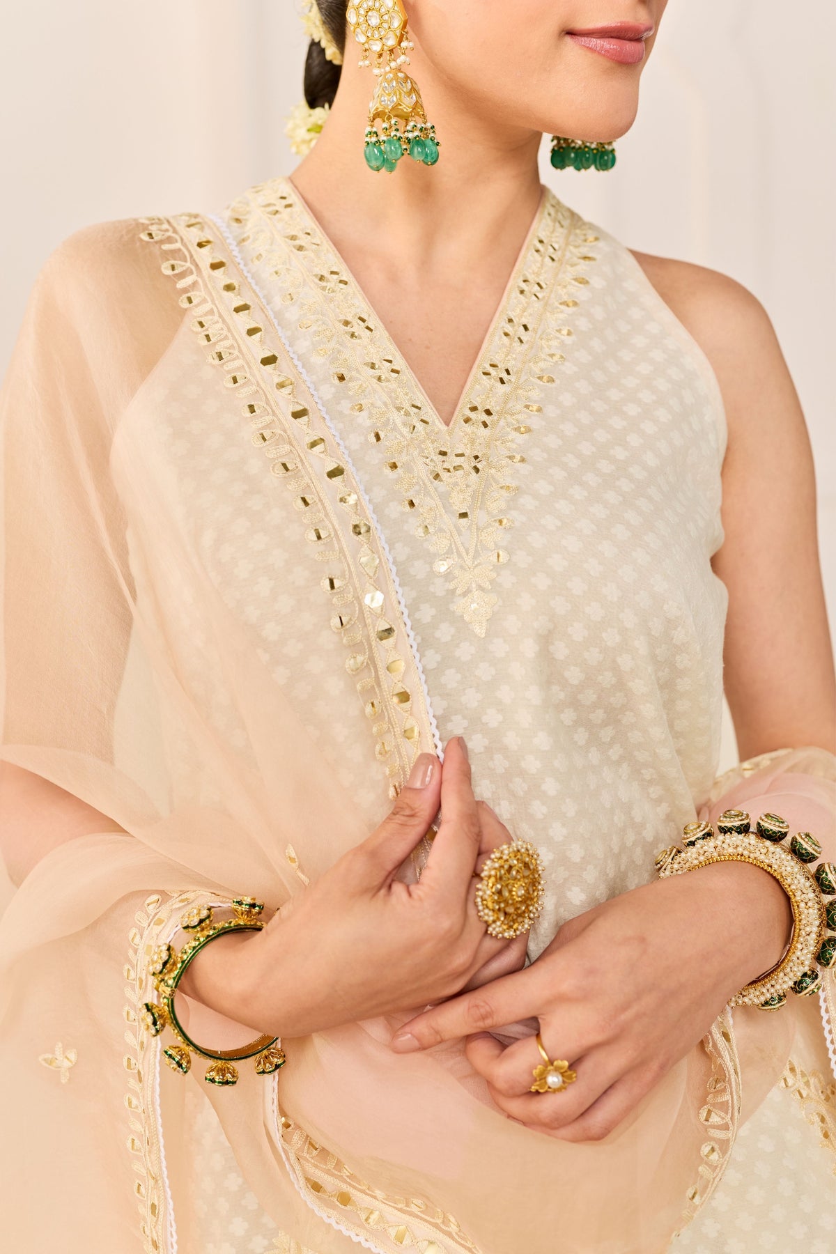 Miral Daisy Ivory Short Kurta Set