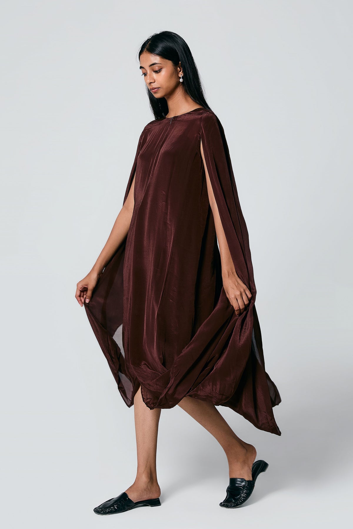 Brown Cowl Dress