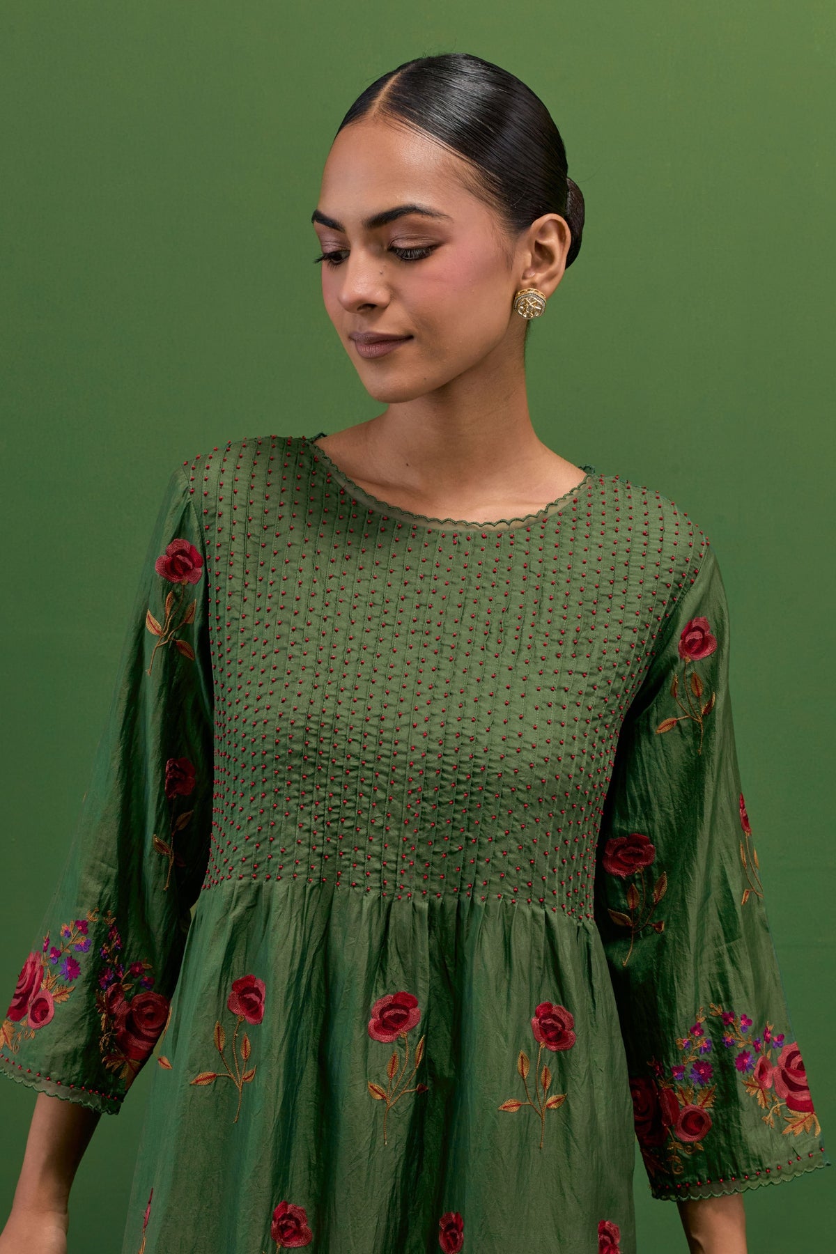 Brunswick Green Embroidery Kurta Set