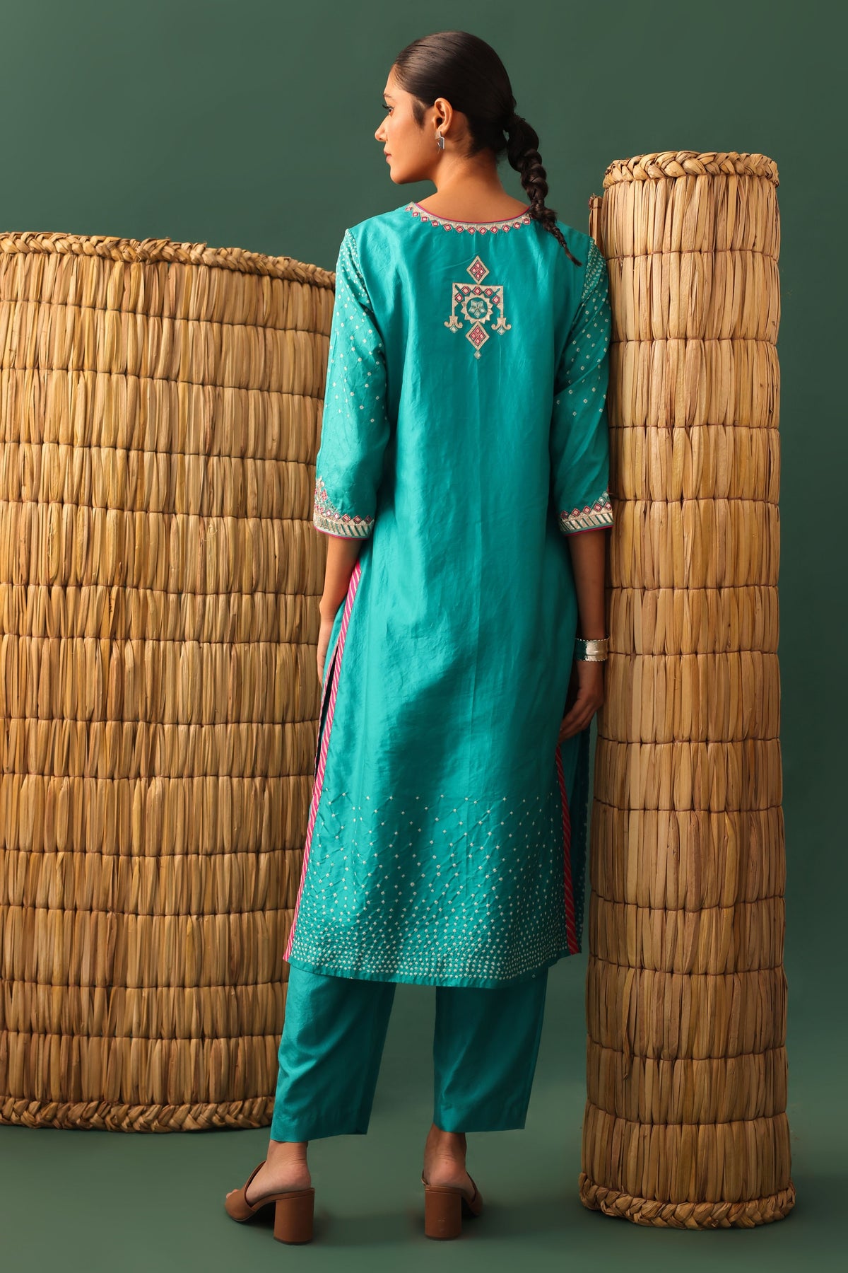 Blue Bandhani Gota Kurta Set