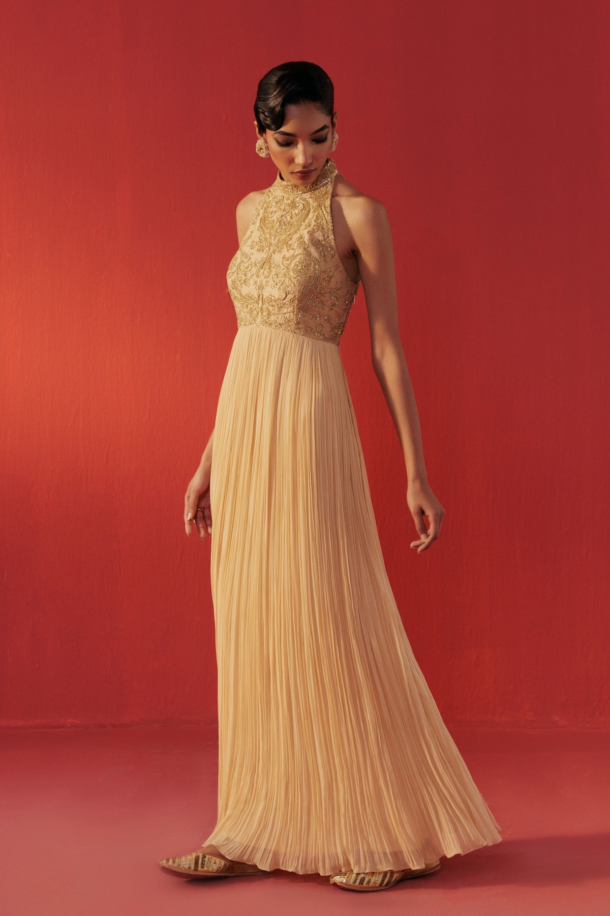Beige Gold Dolly Anarkali
