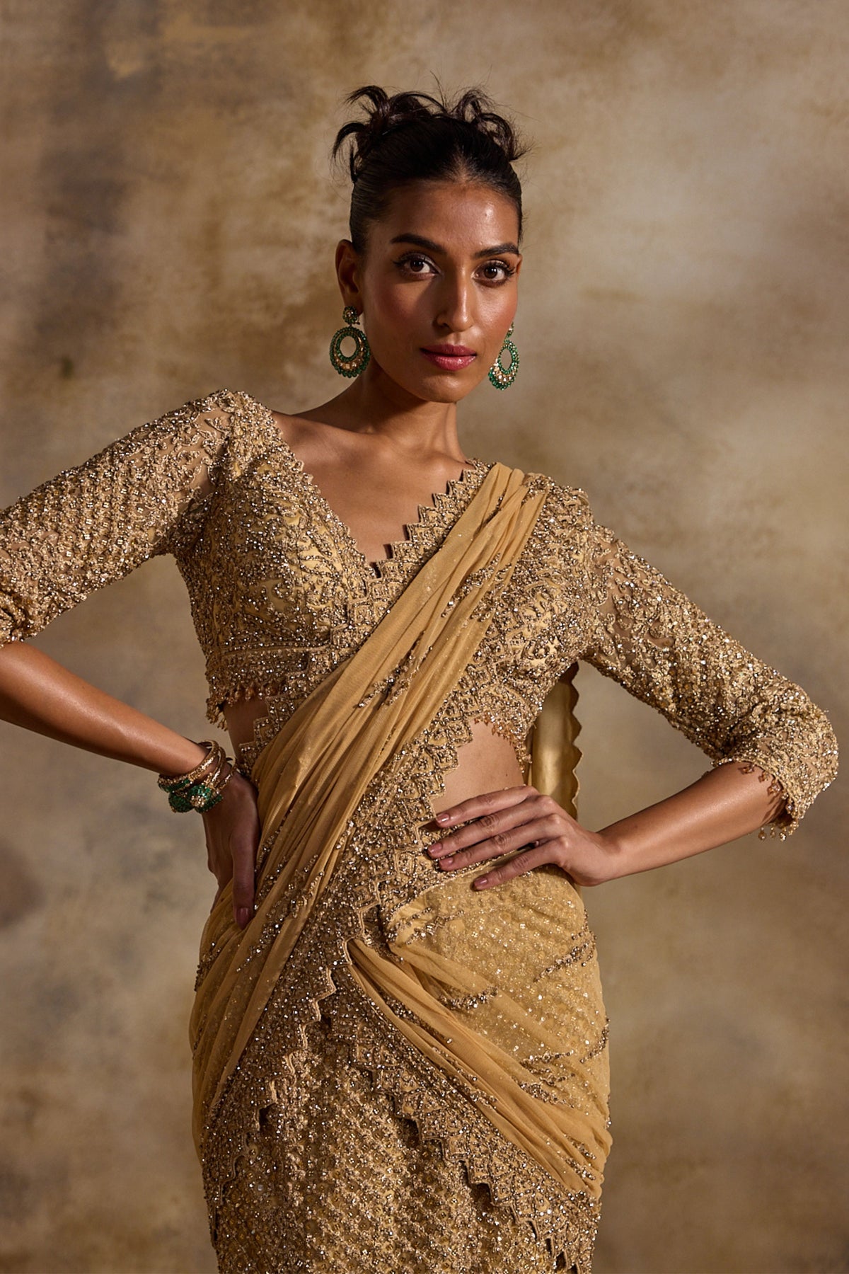 Gold Draped Lehenga Saree