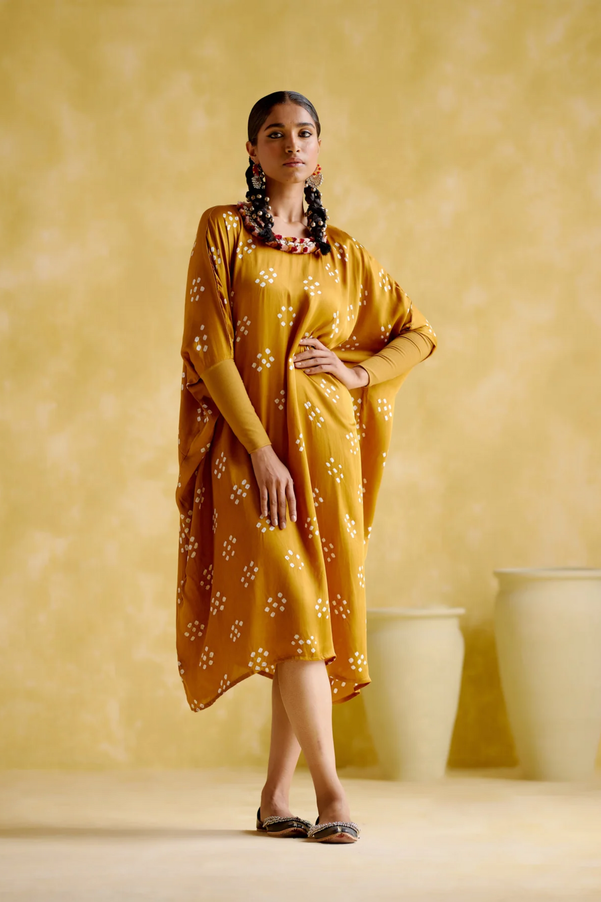 Annapoorna Yellow Bandhini Kaftan