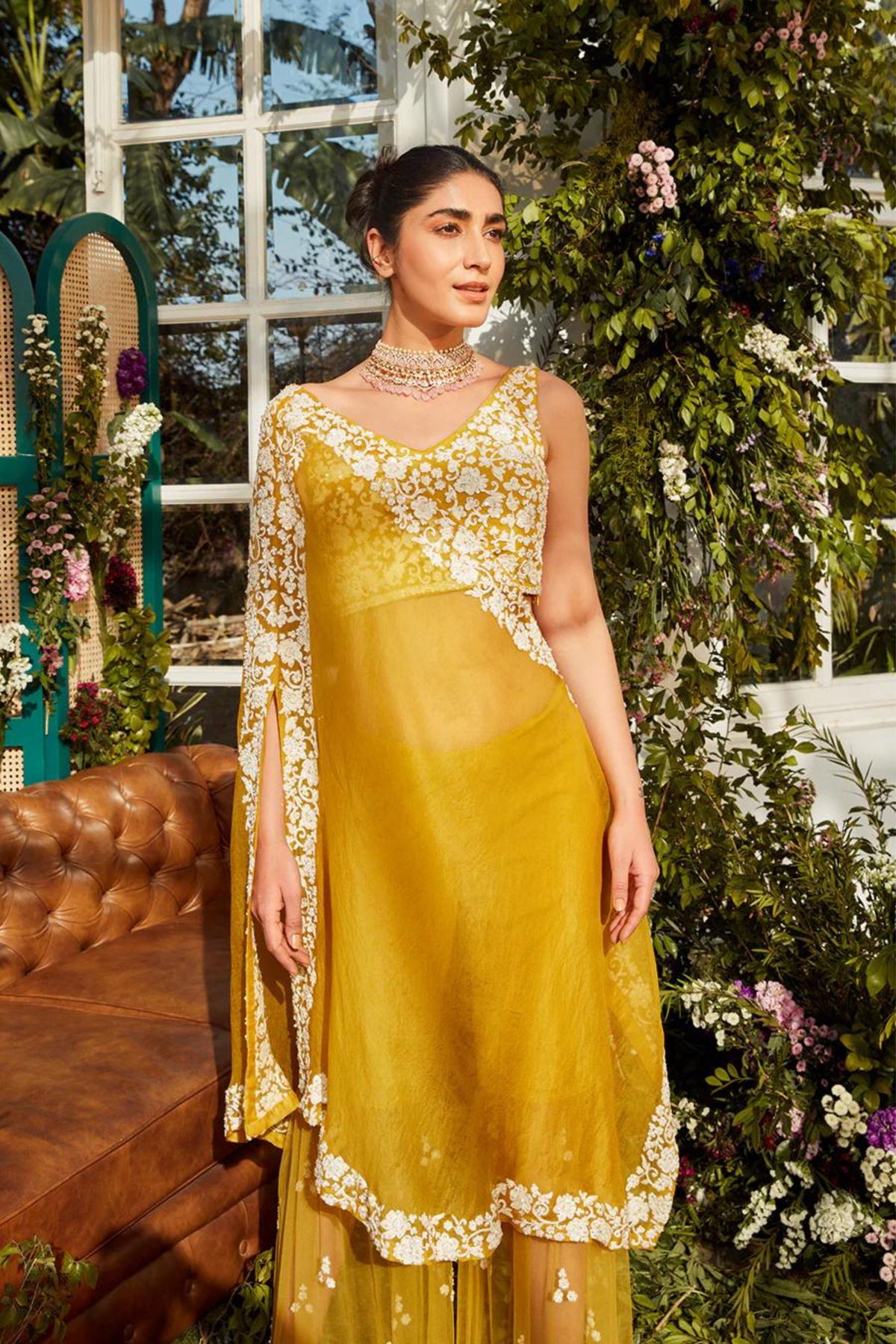 Mustard sharara set