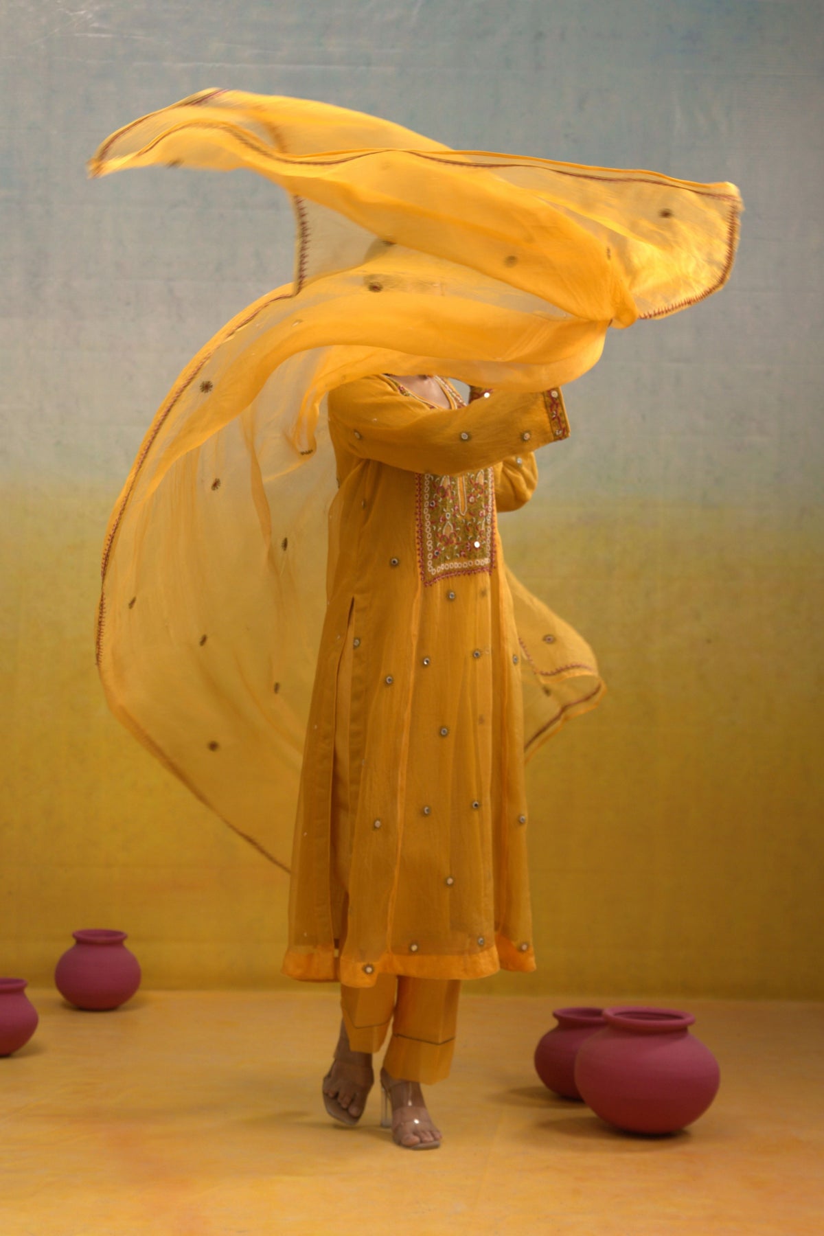 Mango Yellow Kalidar Set
