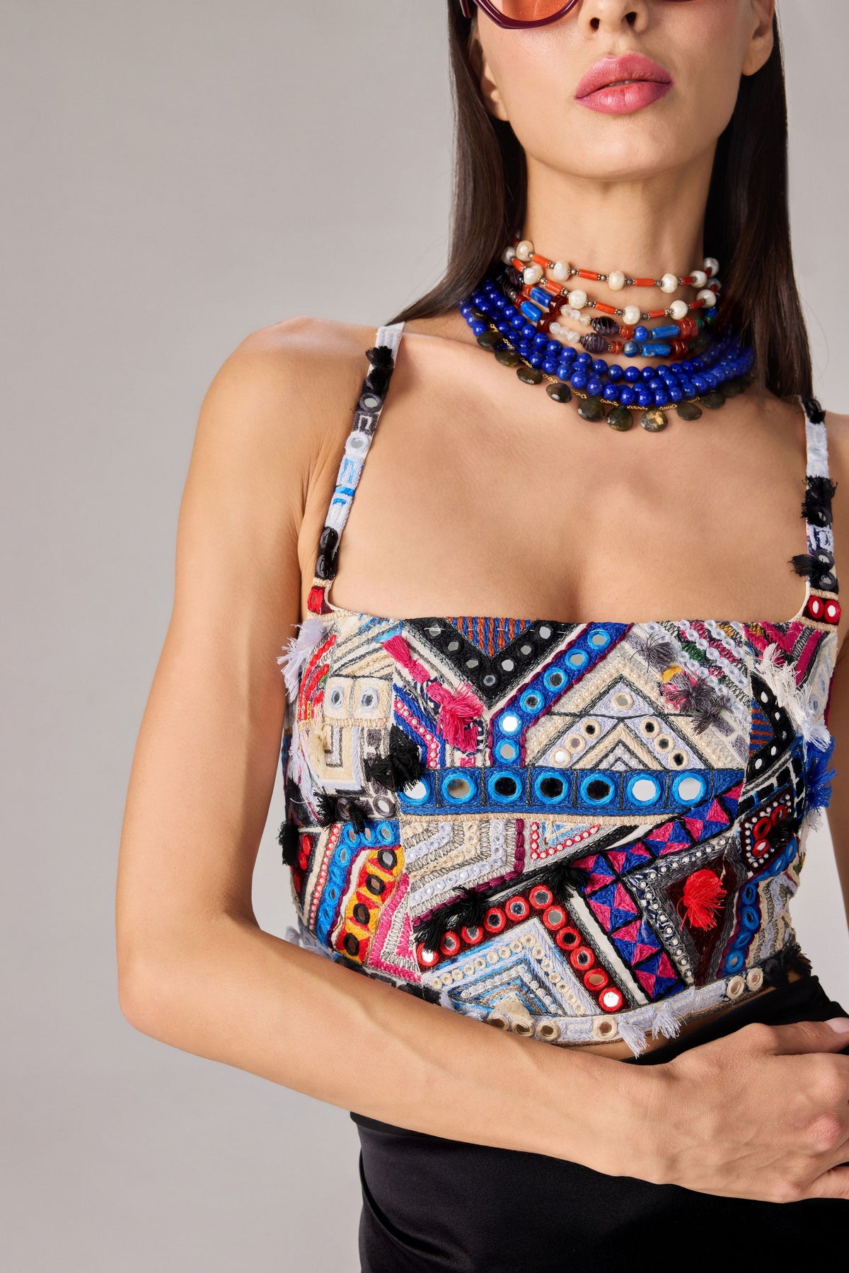 Square Neck Multi Colour Bustier