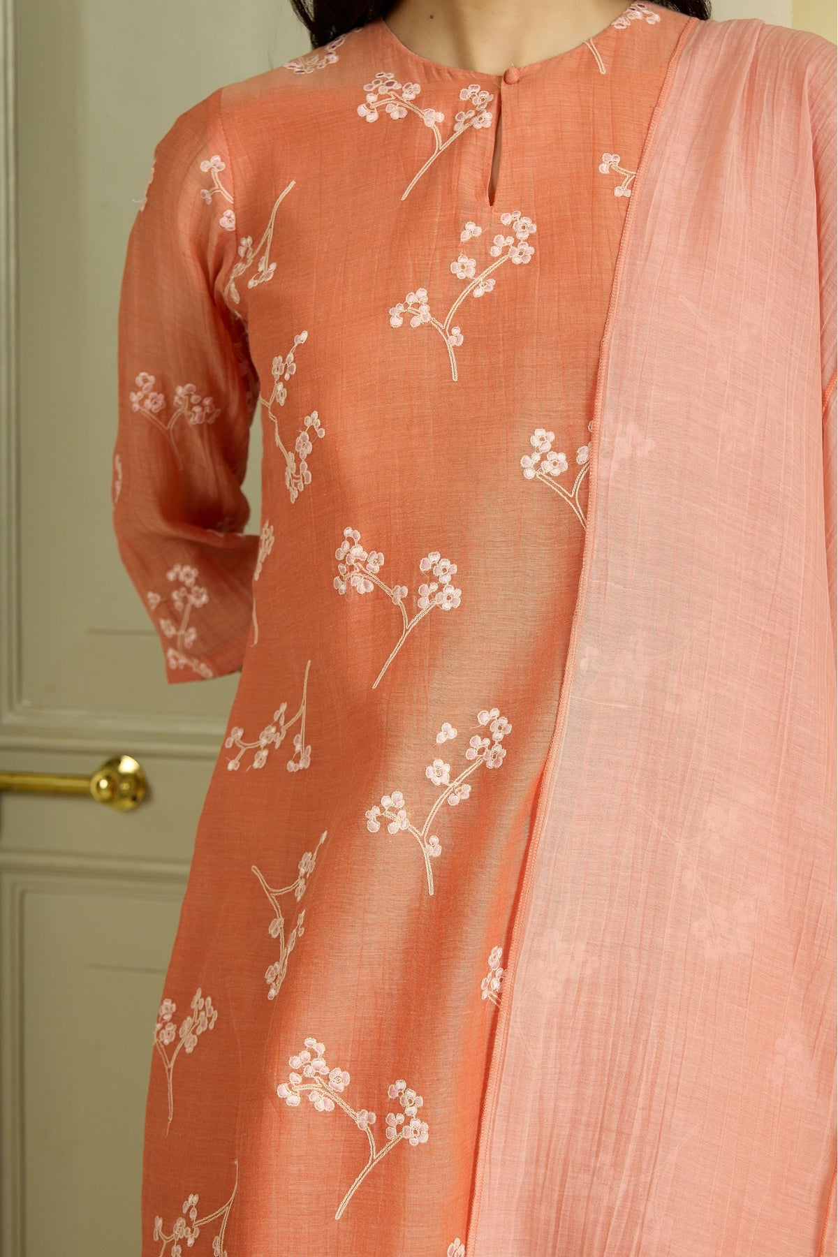 Tangerine Embroidered Kurta Set