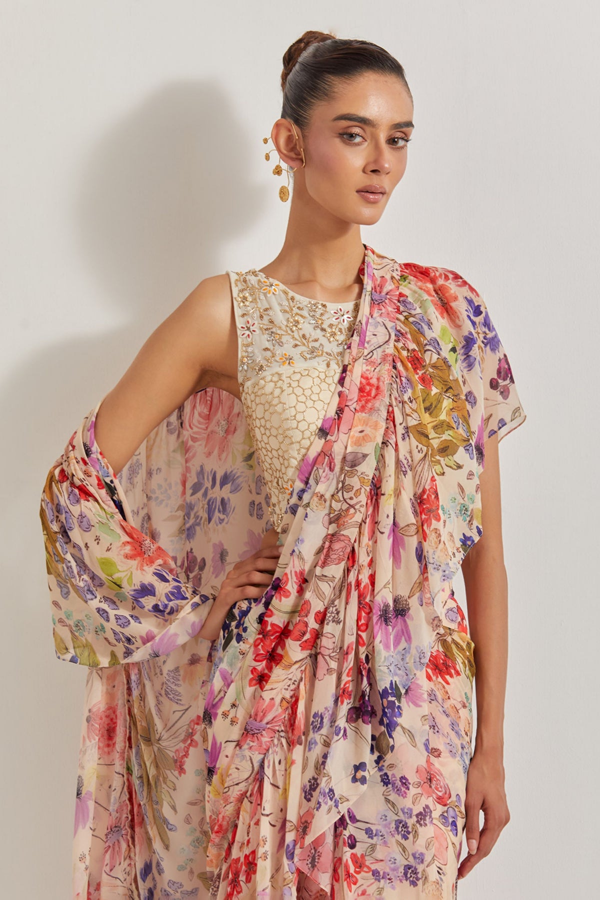 Georgette Tiered Saree