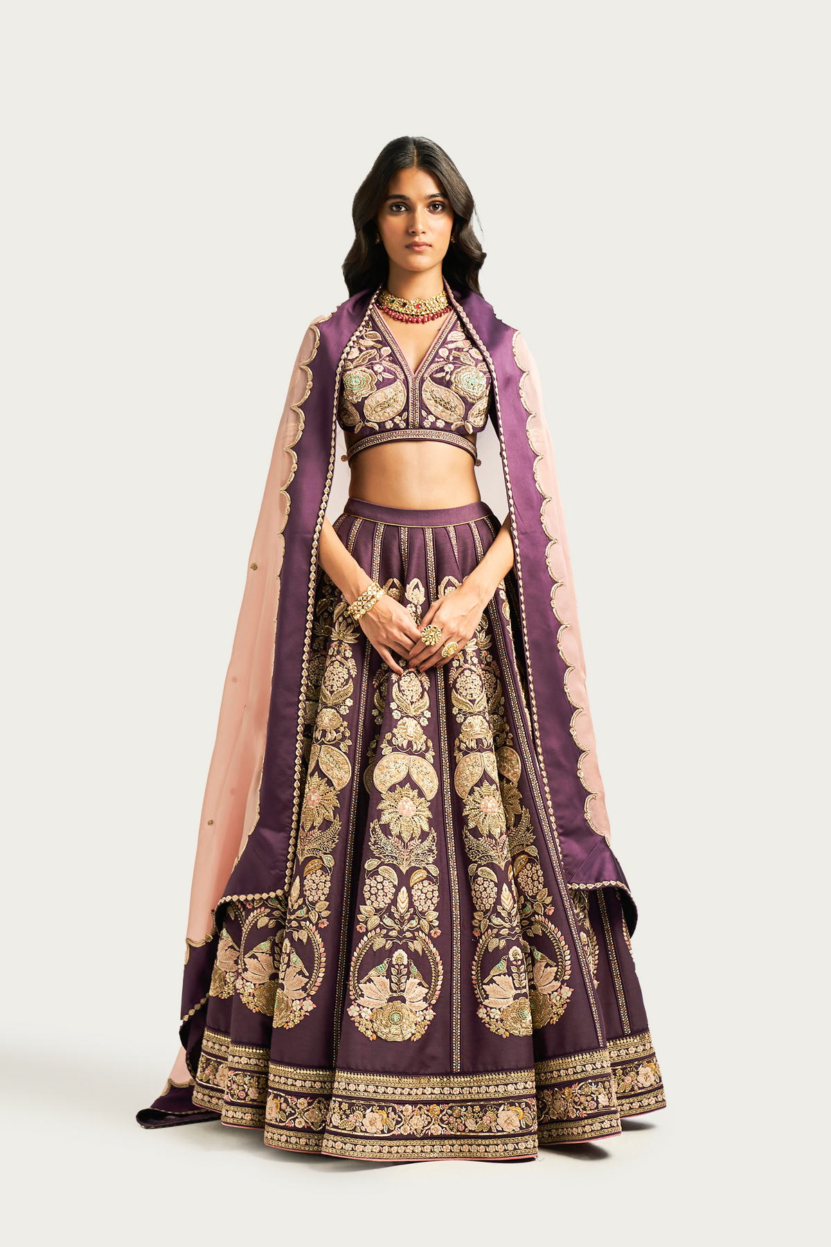 Rumy lilac charcoal lehenga set