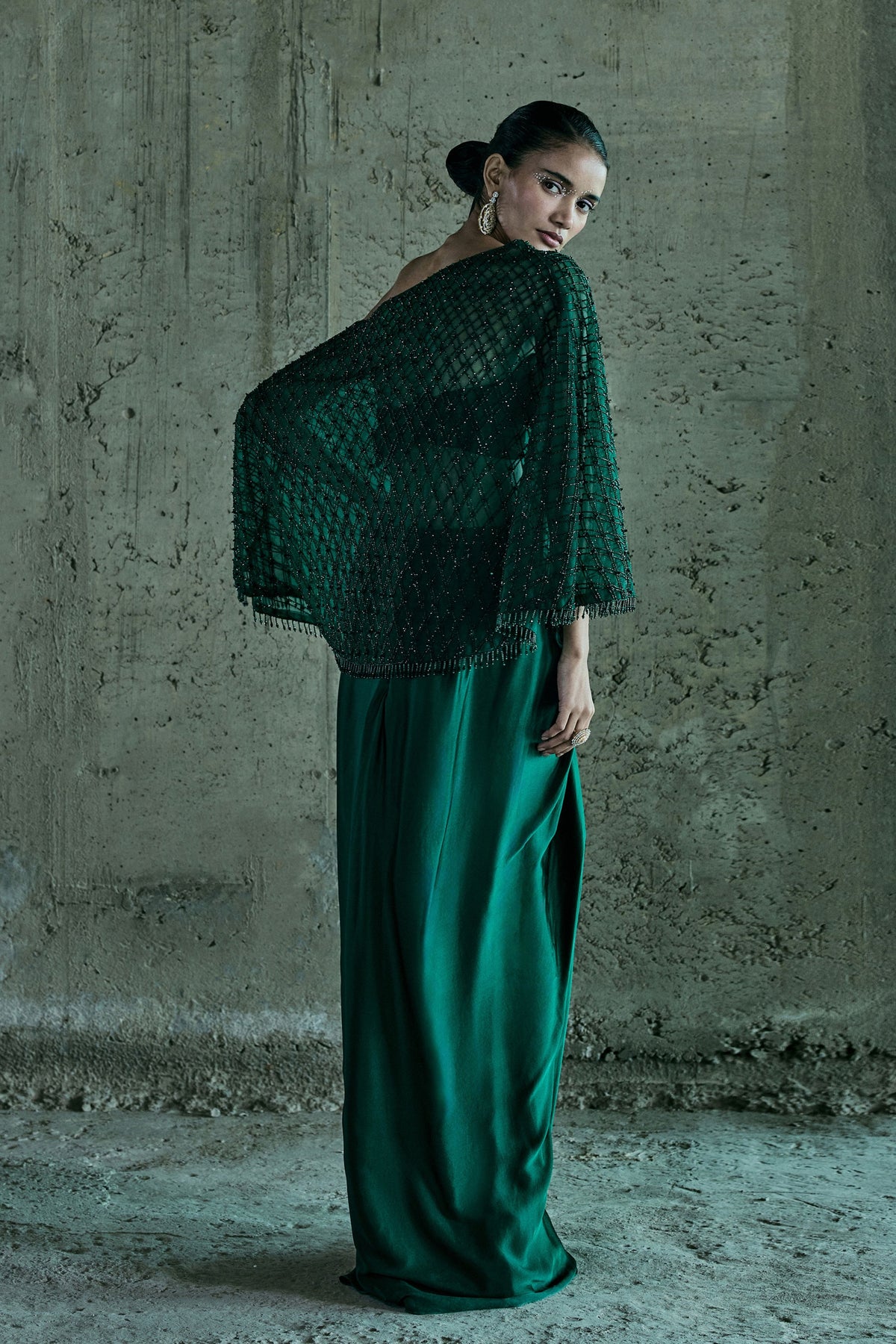 Emerald Cape With Bustier and Skirt