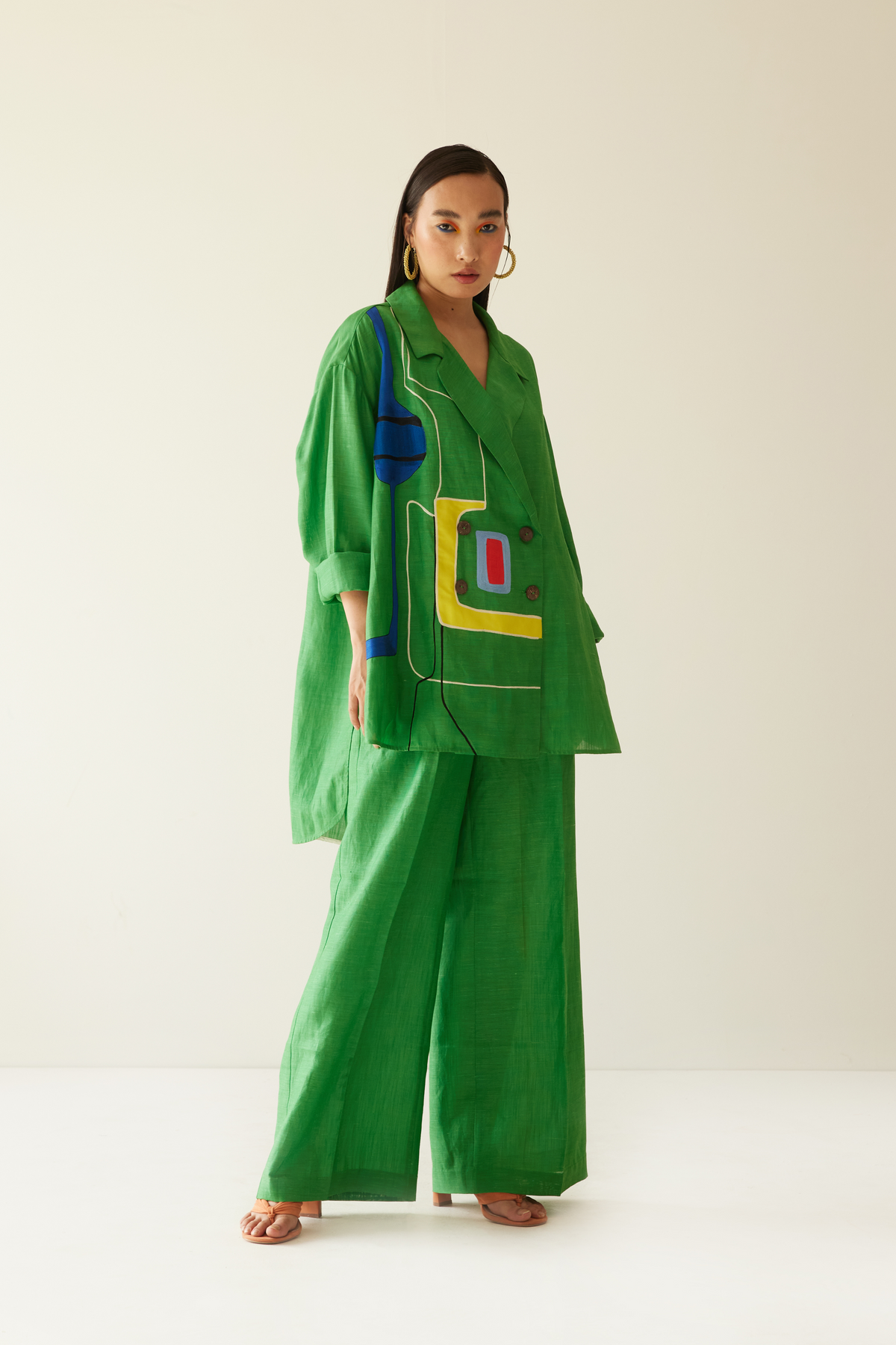 Green Linen Oversized Co-ord Set