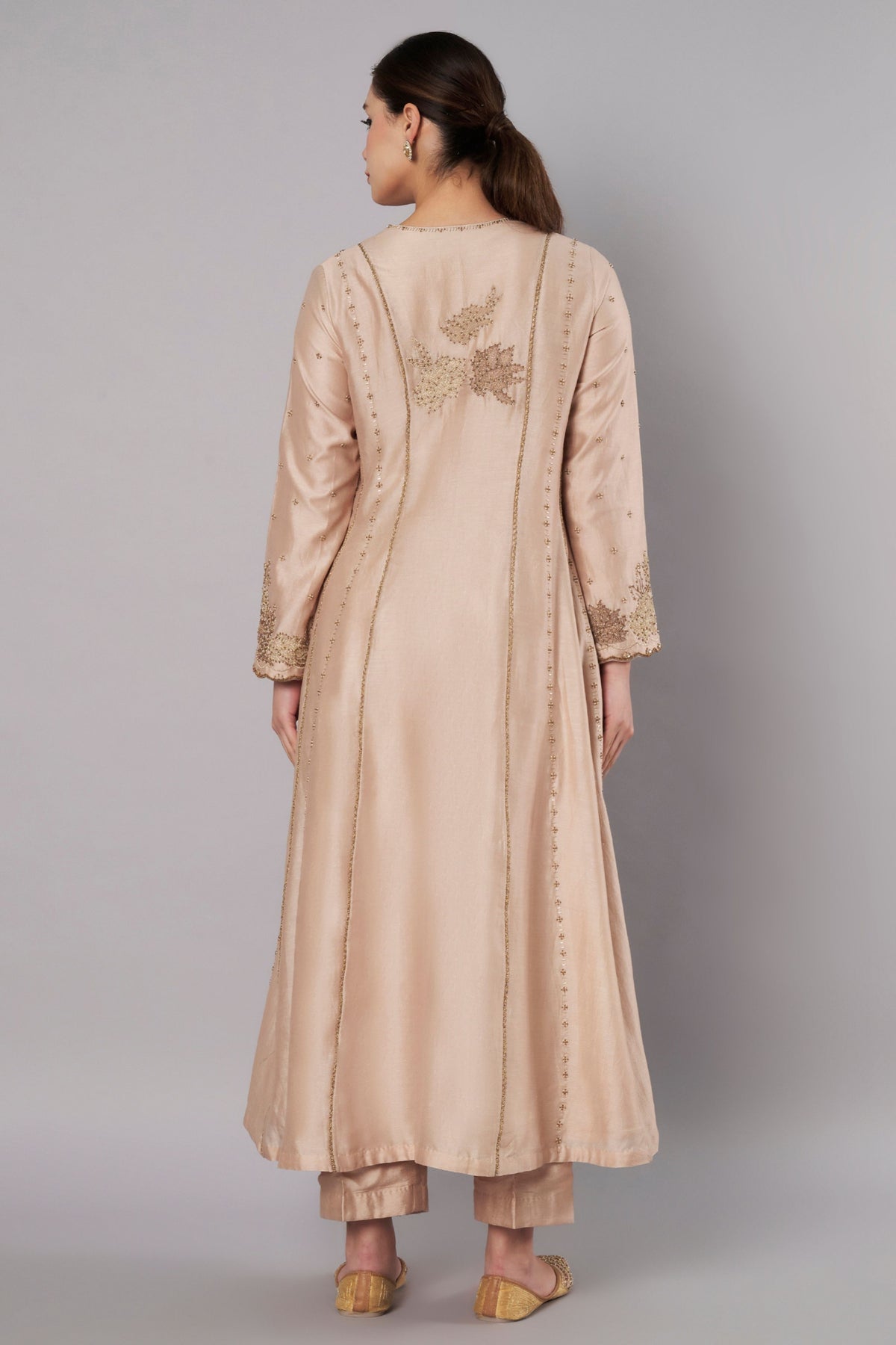 Spring Halo Champagne Anarkali Set