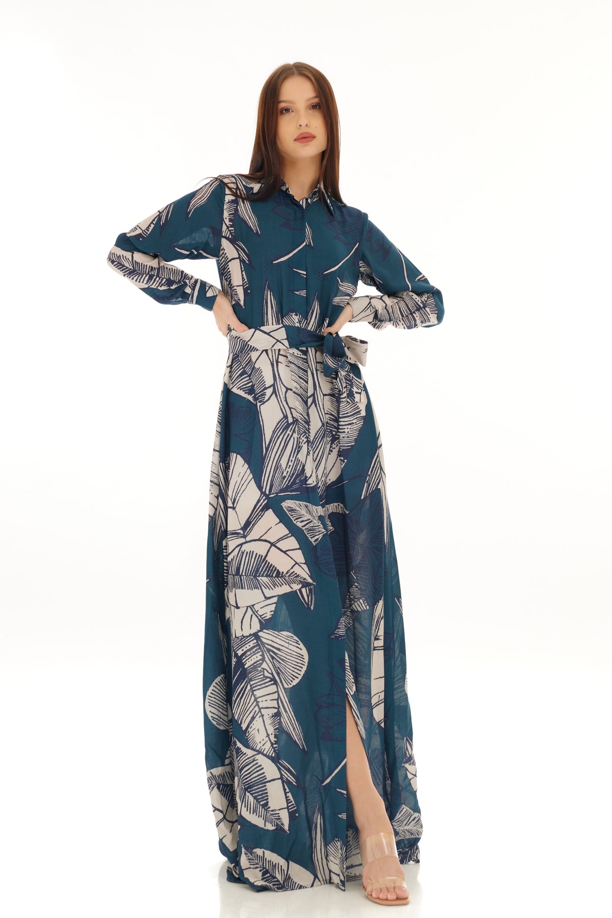 Blue and White Shirt Dress