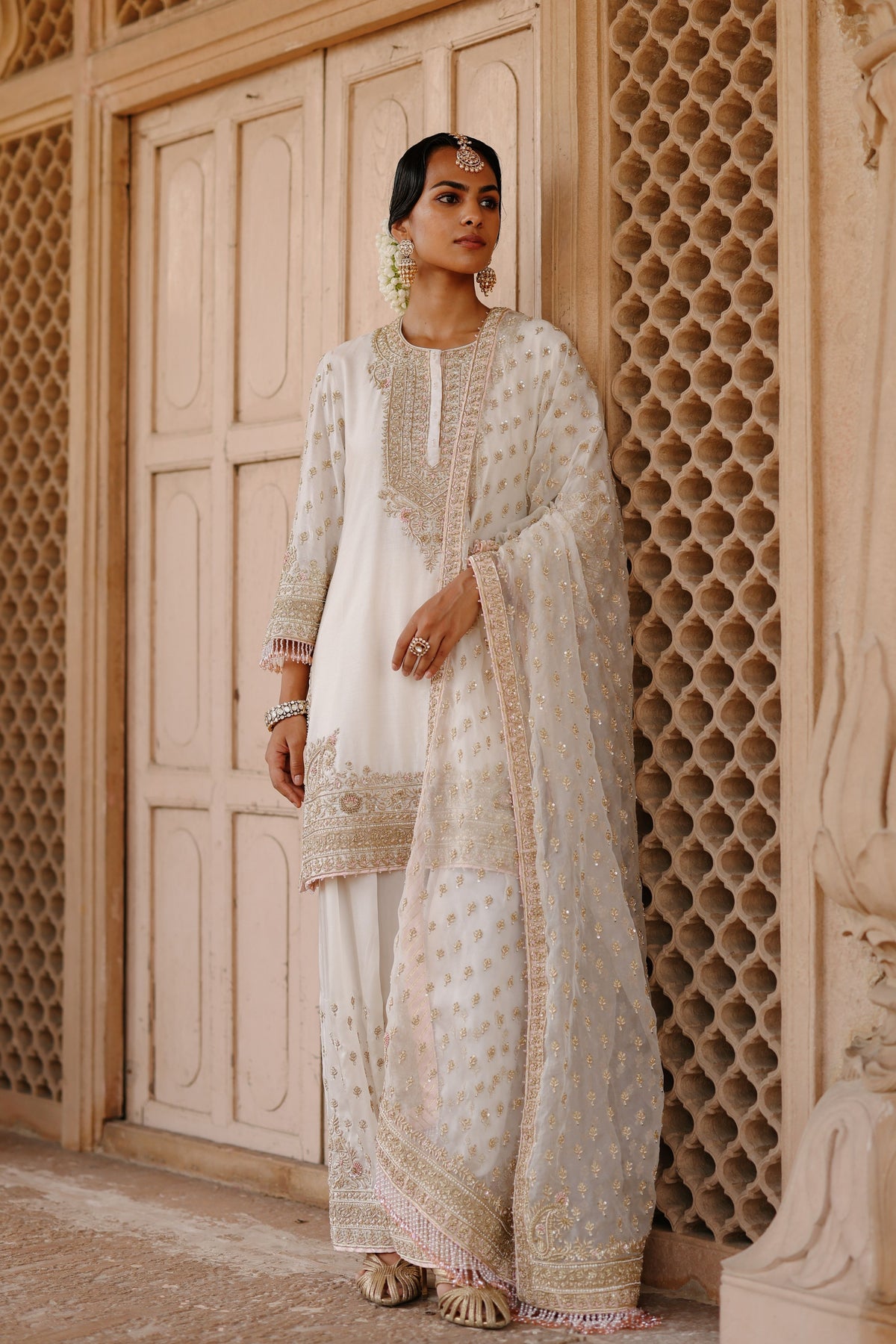 Ansha Ivory Short Kurta Set