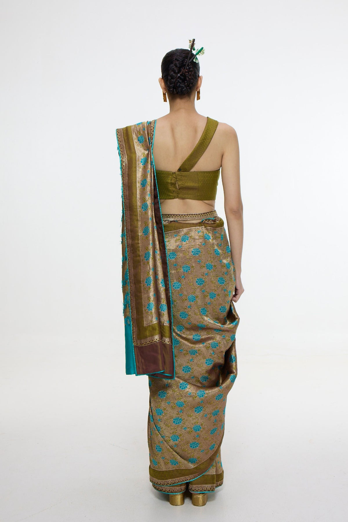 Olive Green Saree