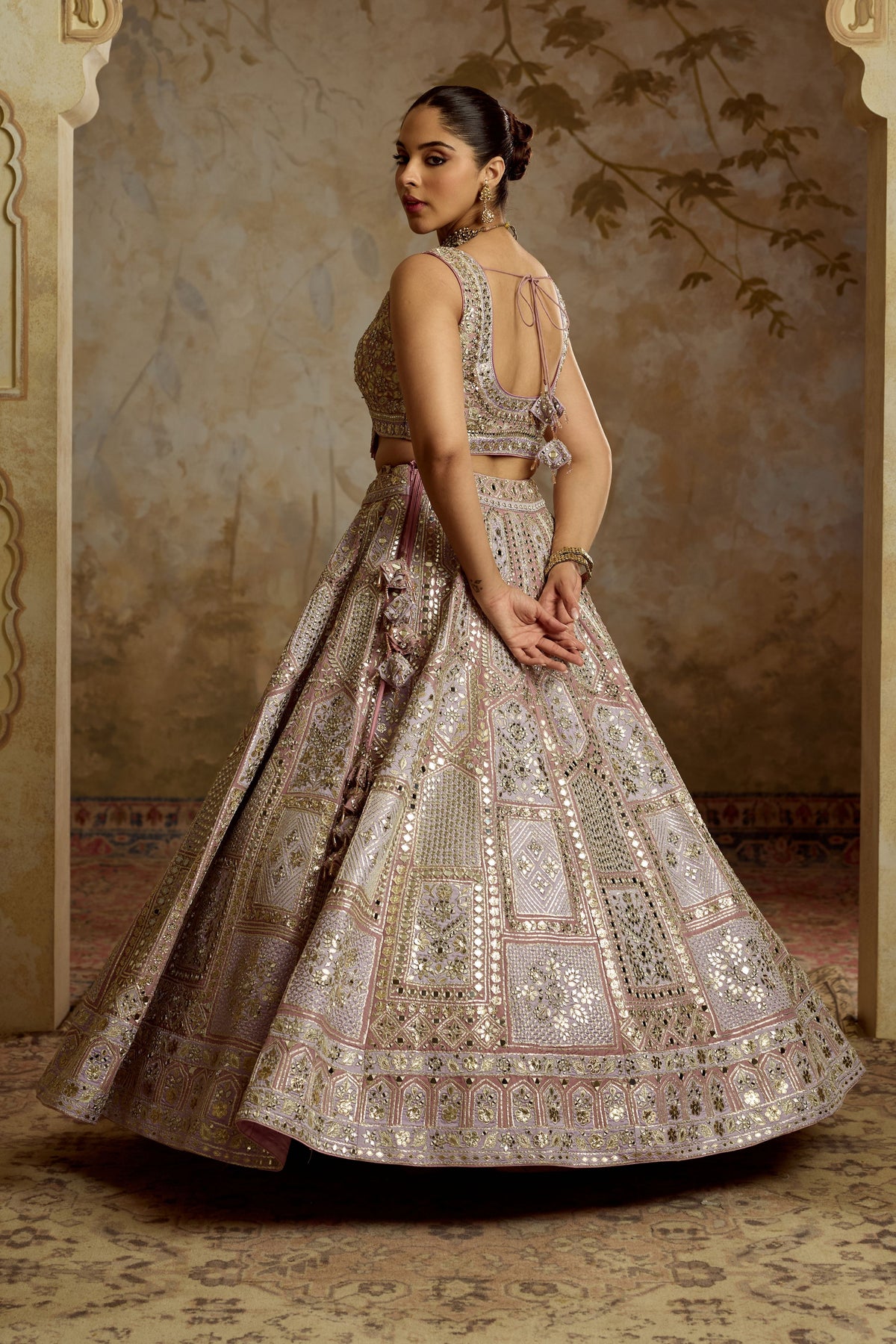 Purple Tissue Patch Lehenga Set