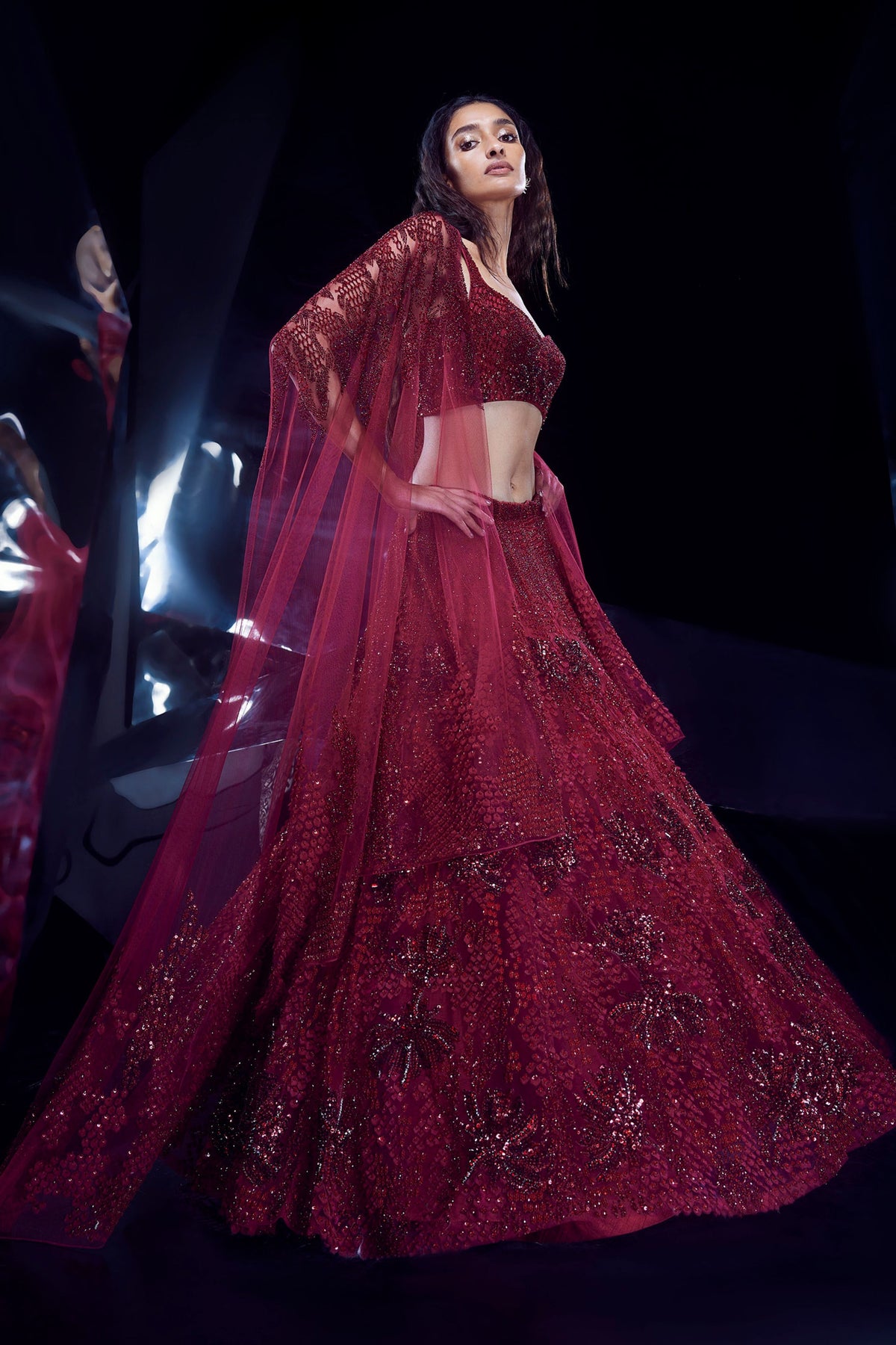 Sylvan French Red Lehenga Set