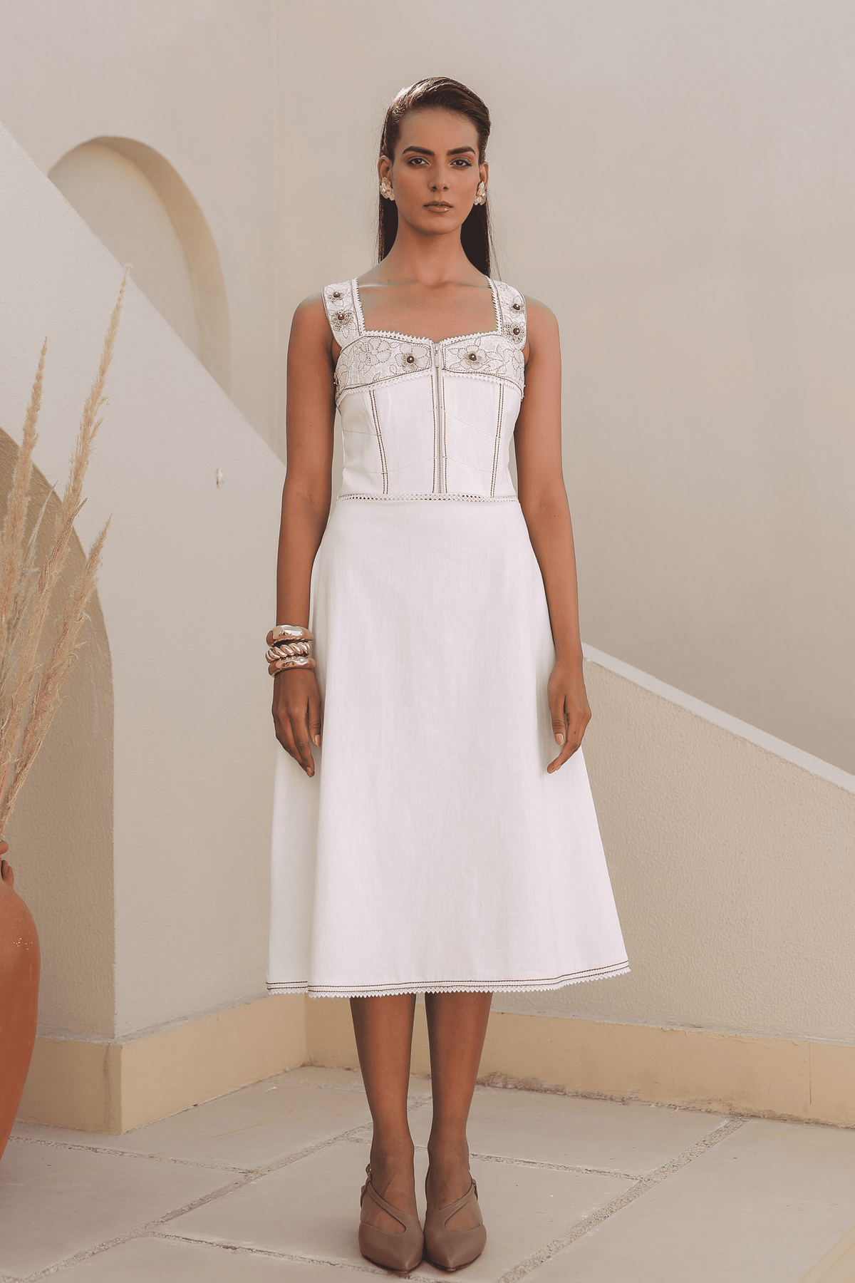 Azure Corset Dress in White