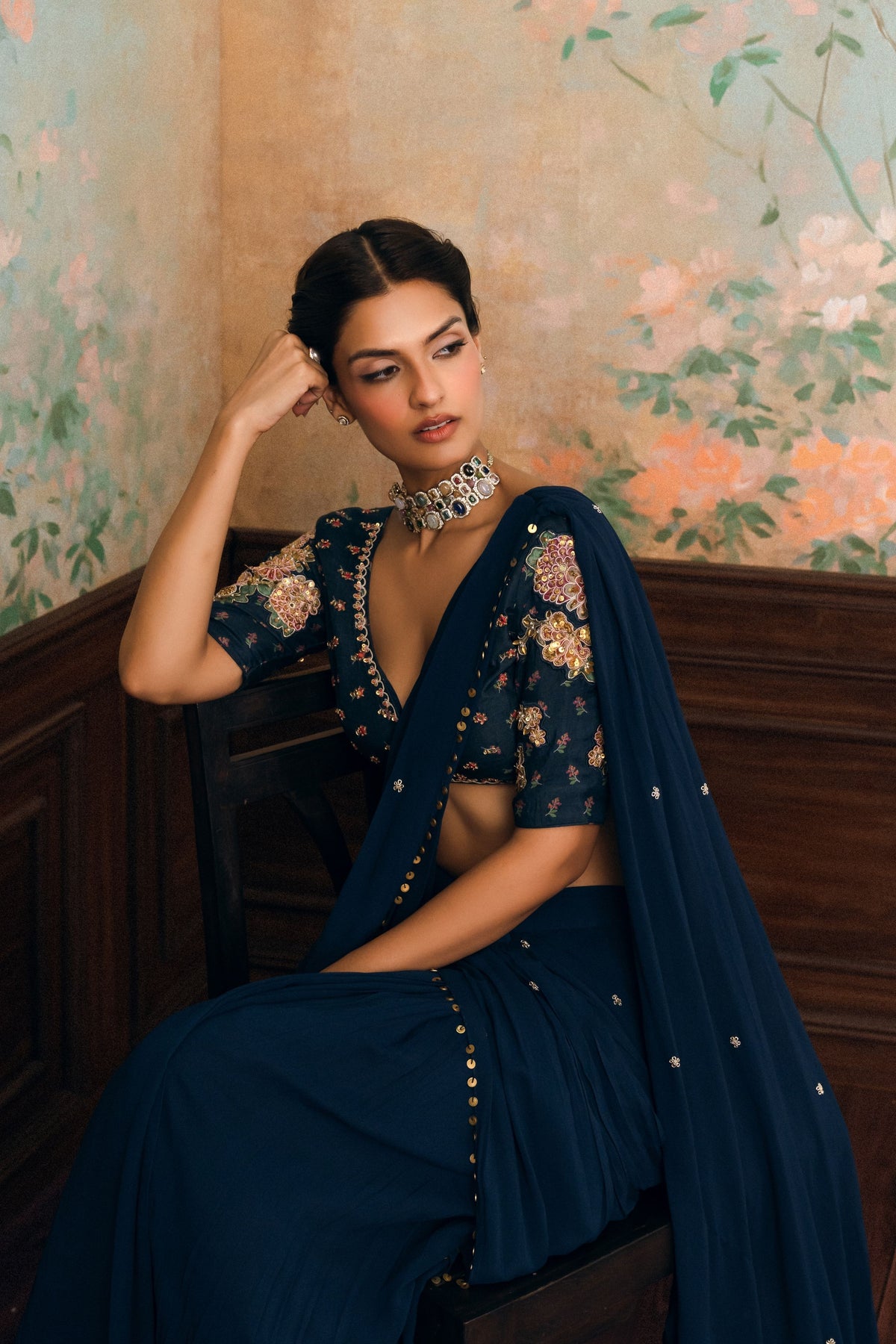 Navy Kaia Saree Set