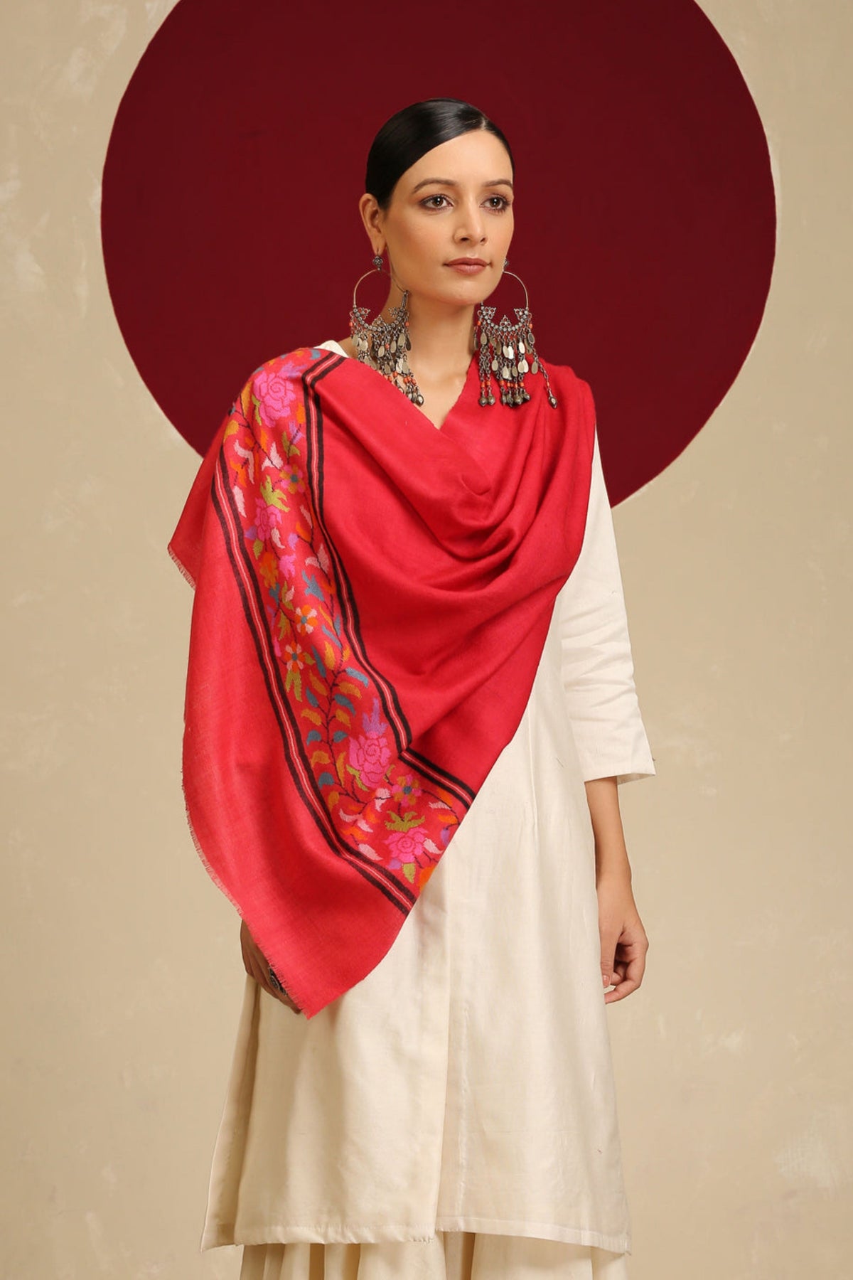 Kani Palla Red Stole