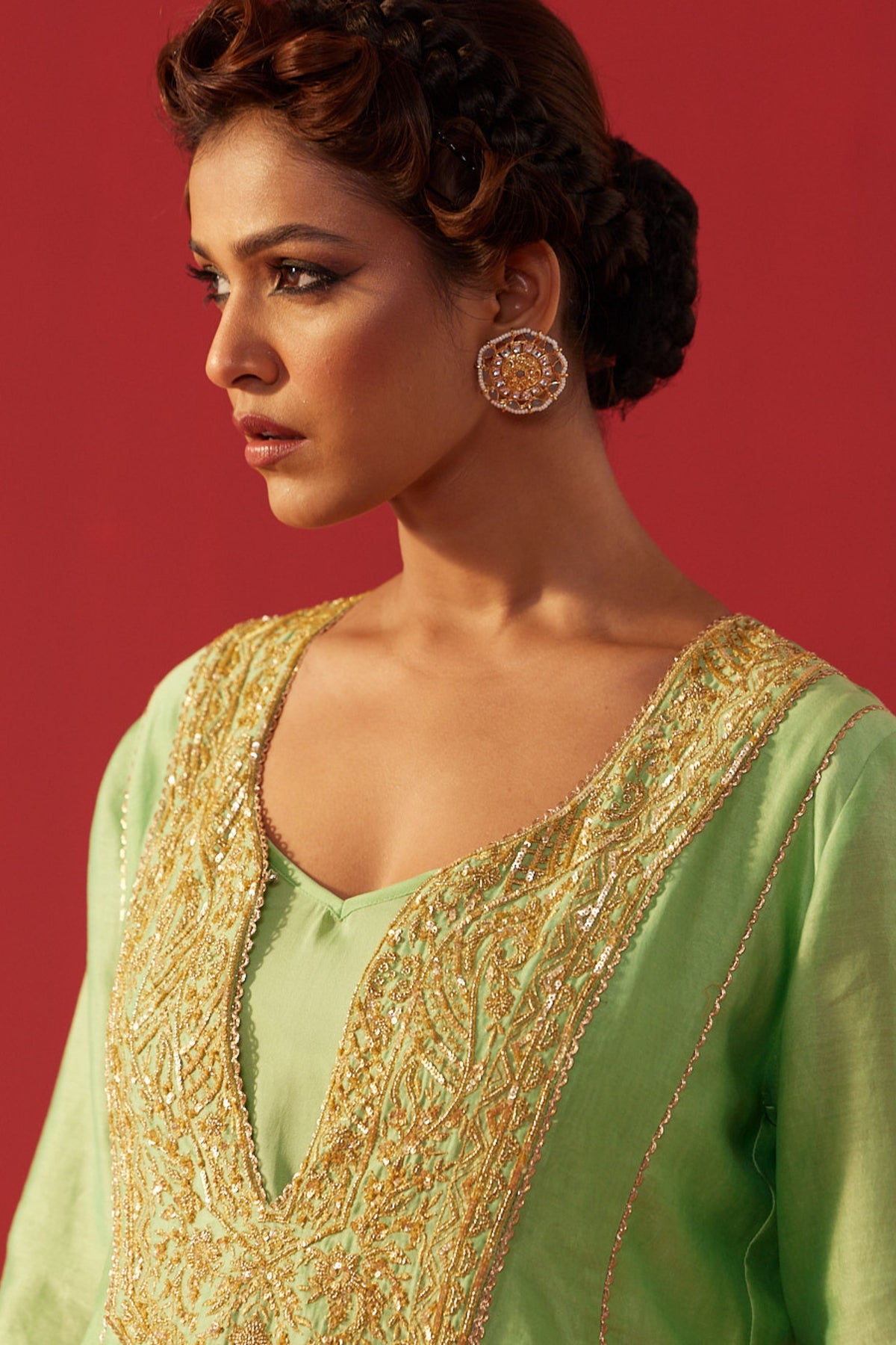 Pista Green Kalidar Kurta Set