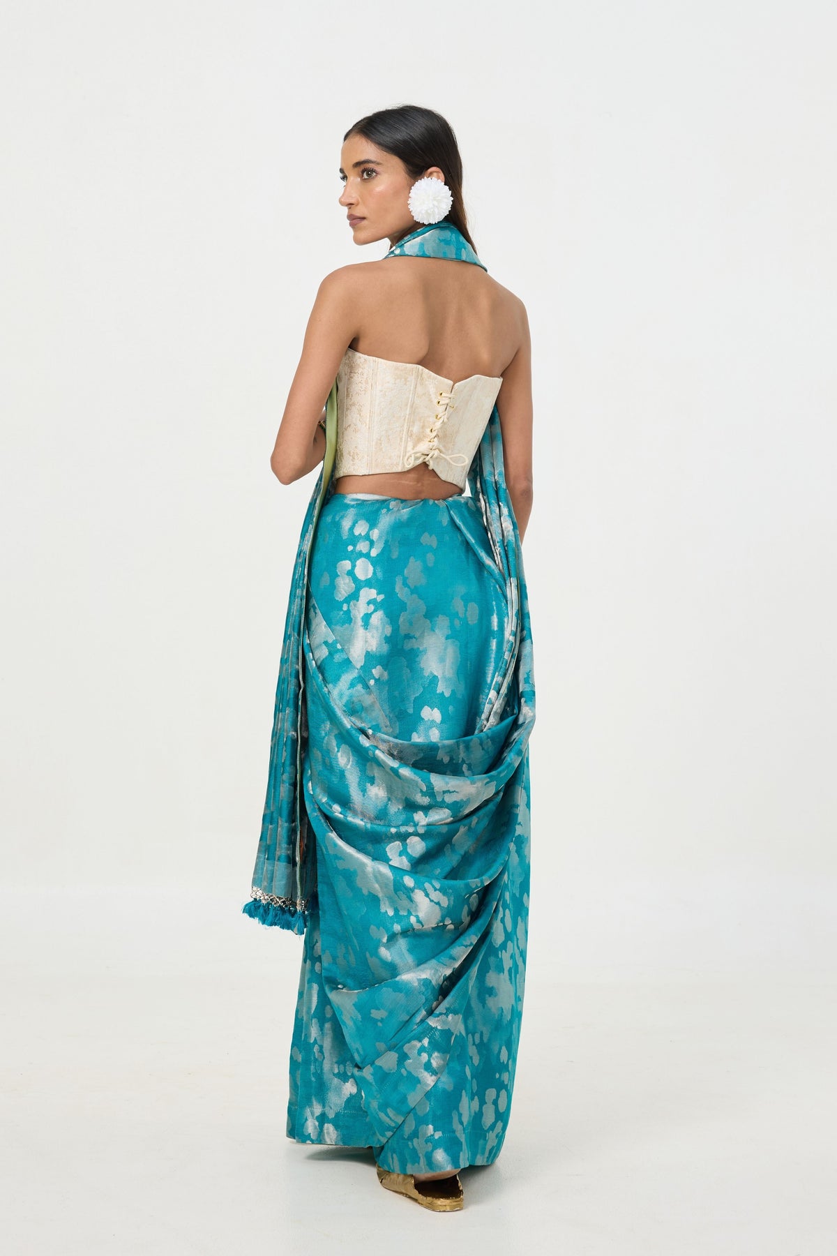 Turquoise Blue Tissue Saree