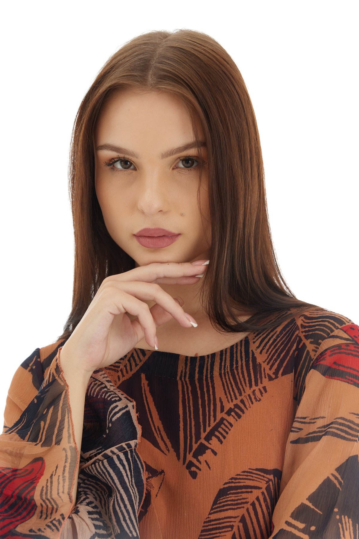 Orange Floral Long Dress