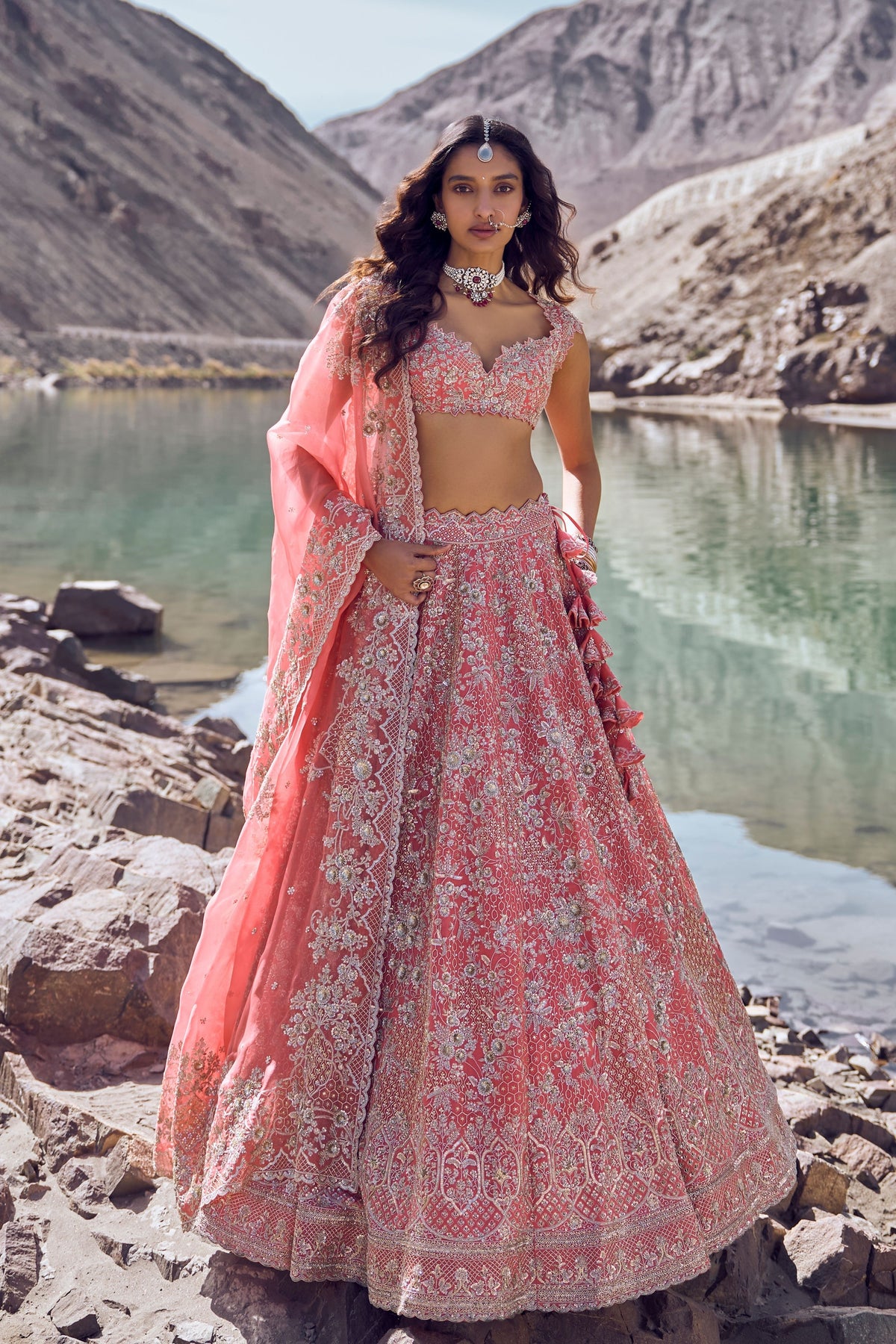 Ember Coral Lehenga Set