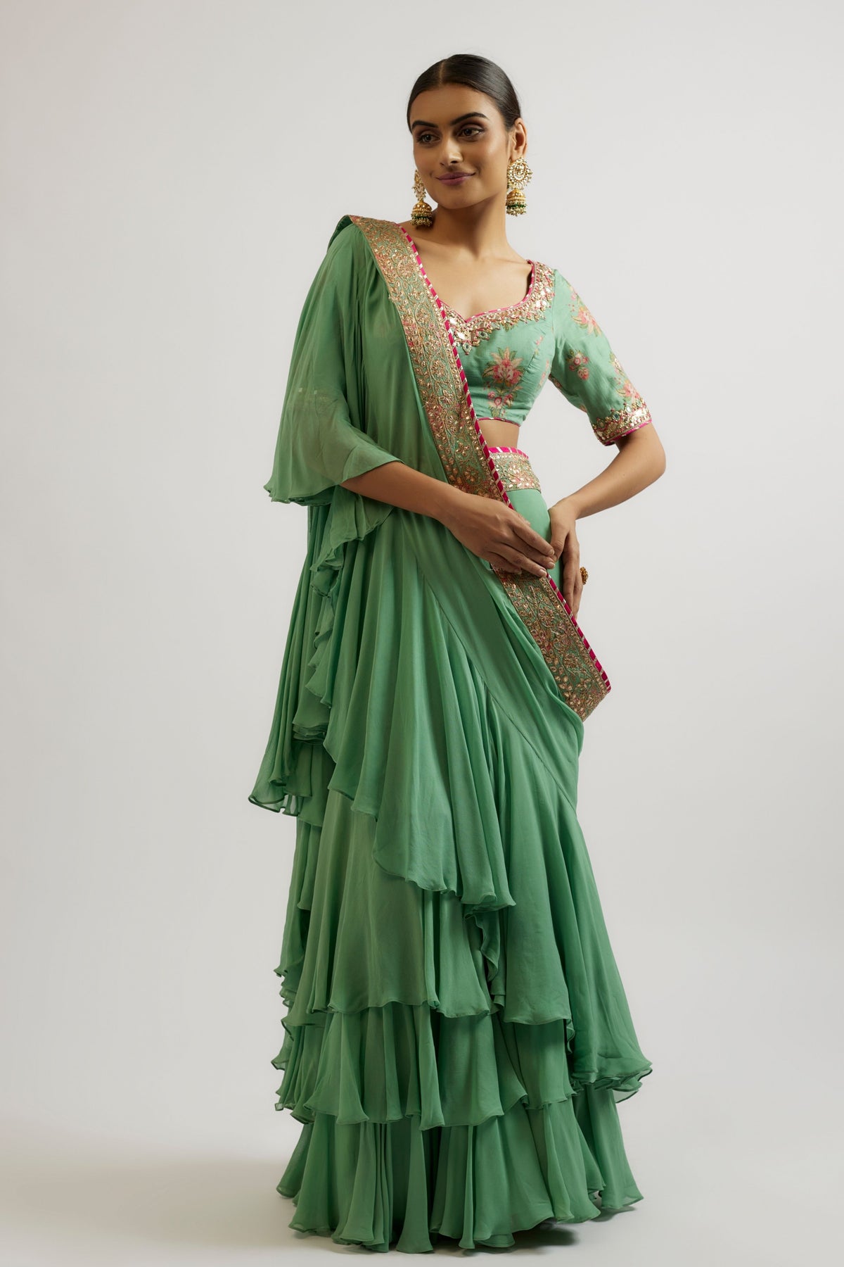 Mint Shefali Saree Set