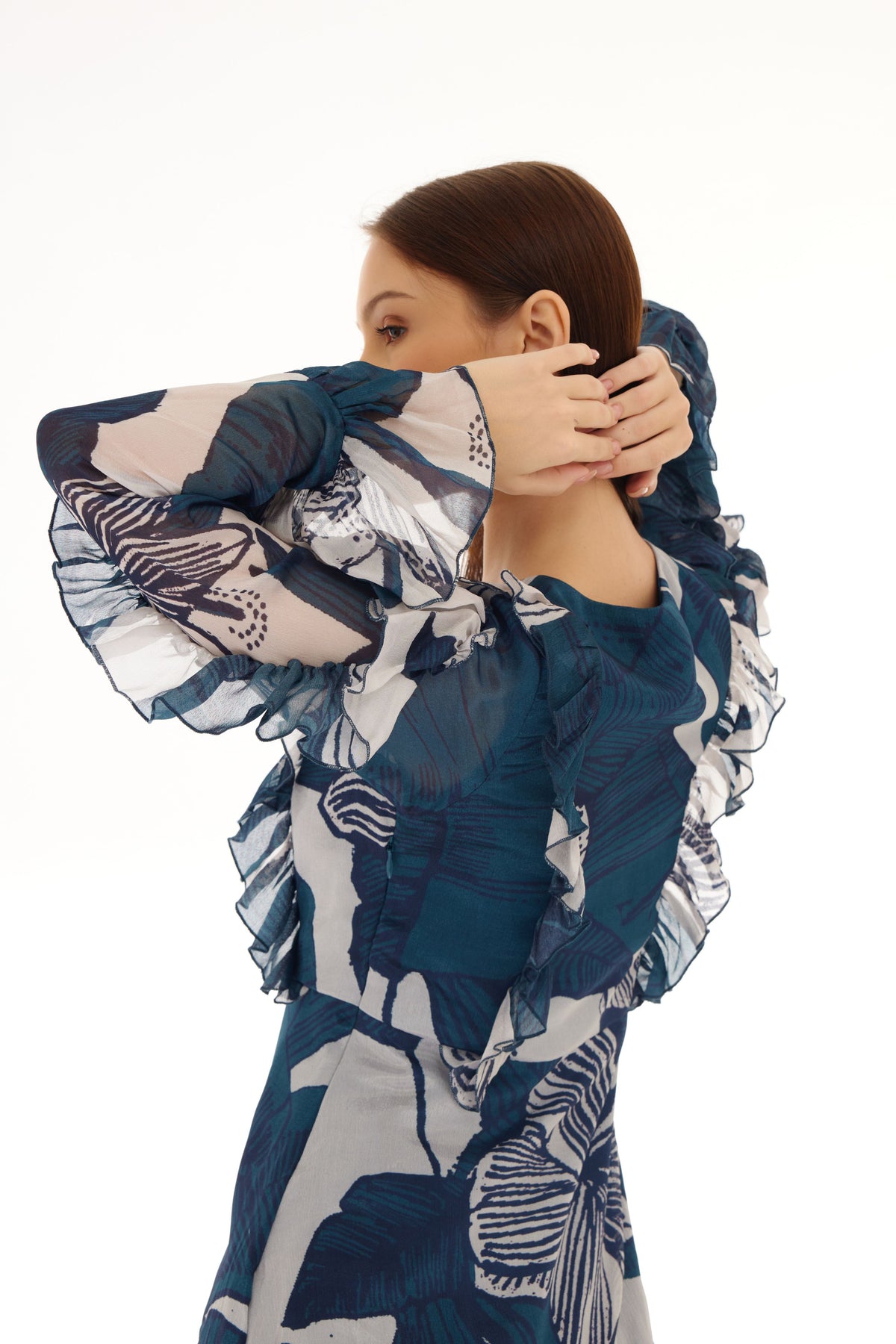Blue and White Wrap Dress
