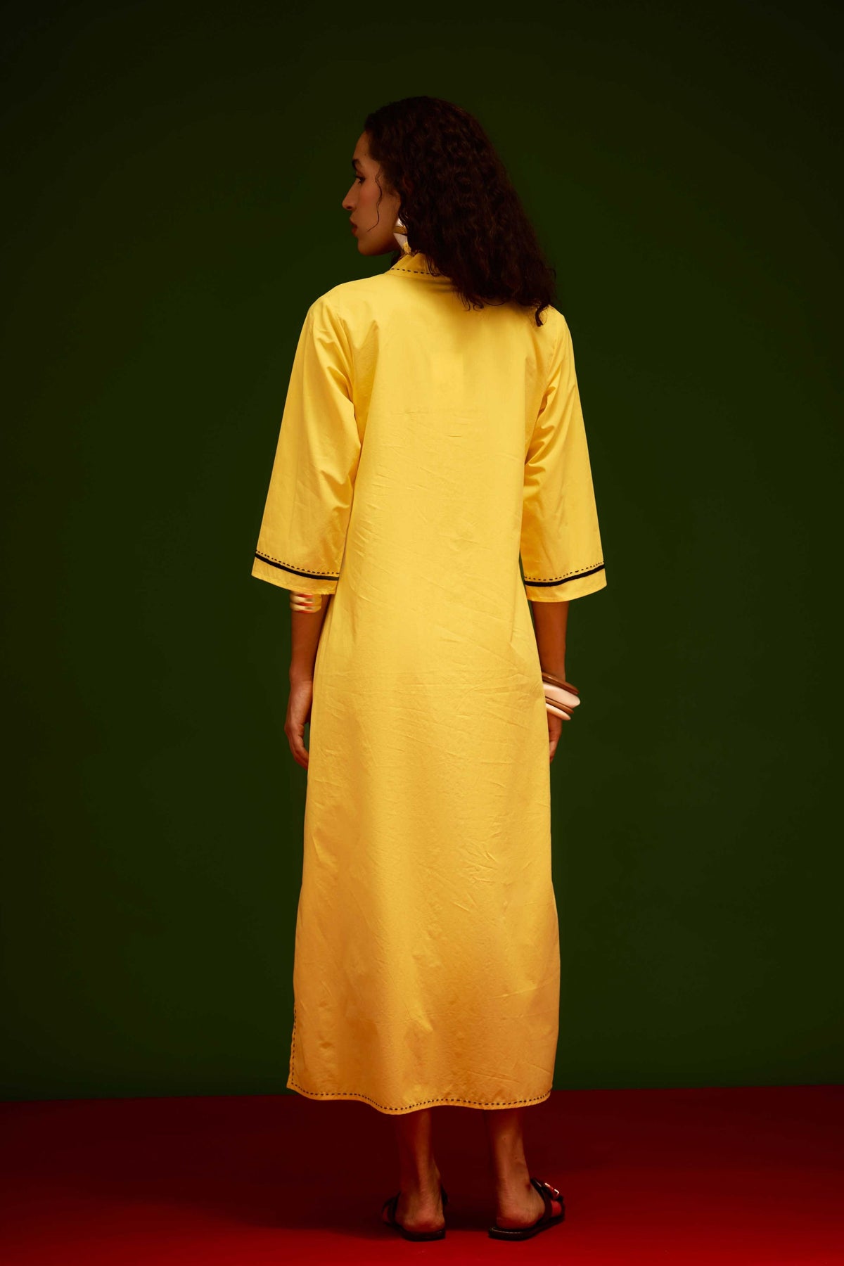 Leaf Motif Yellow Dress