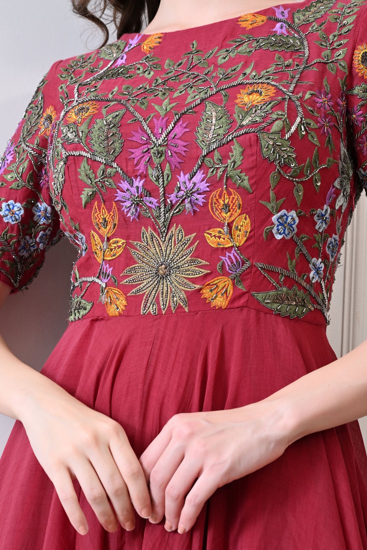 Maroon Zardozi Embroidered Anarkali