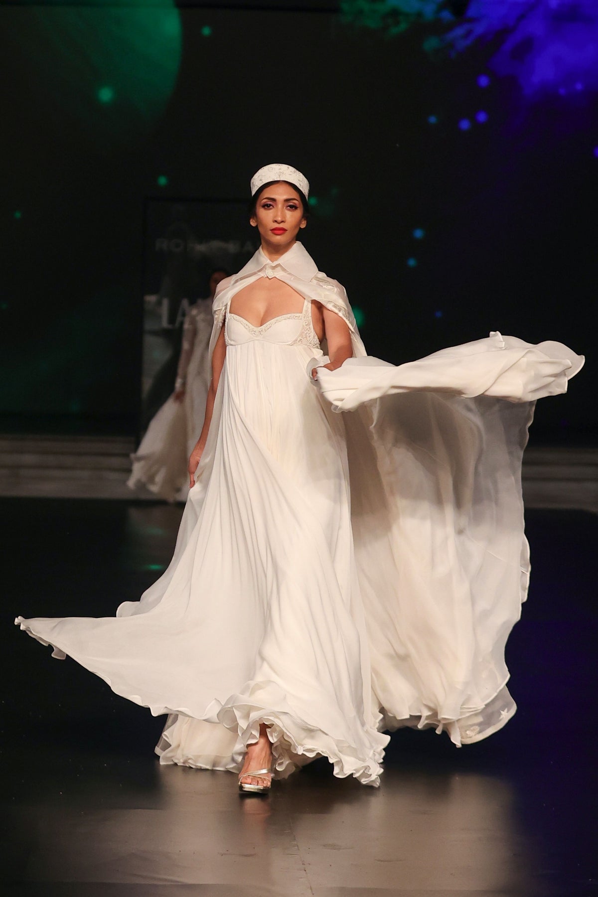 Ivory Chanderi Chiffon Anarkali Set
