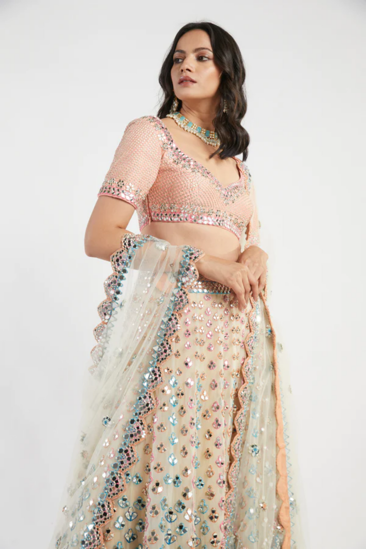 Bright multi colour lehenga set