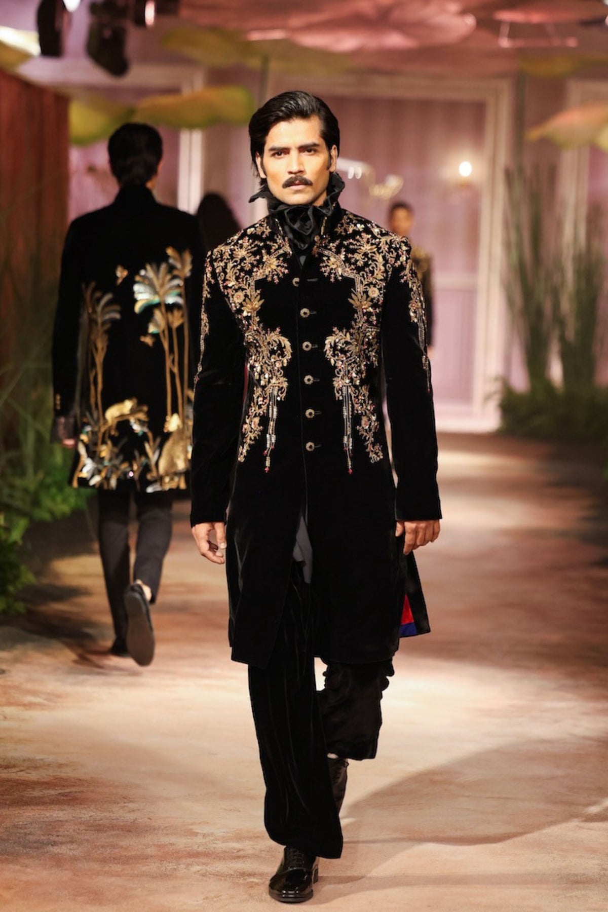 Velvet Black Mens Sherwani