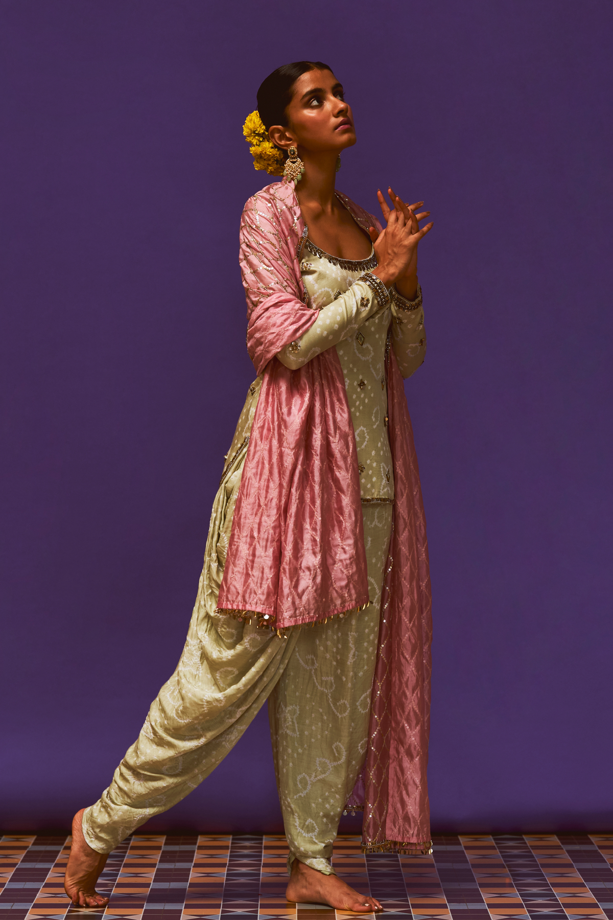 Mint Bandhani Kurta Set