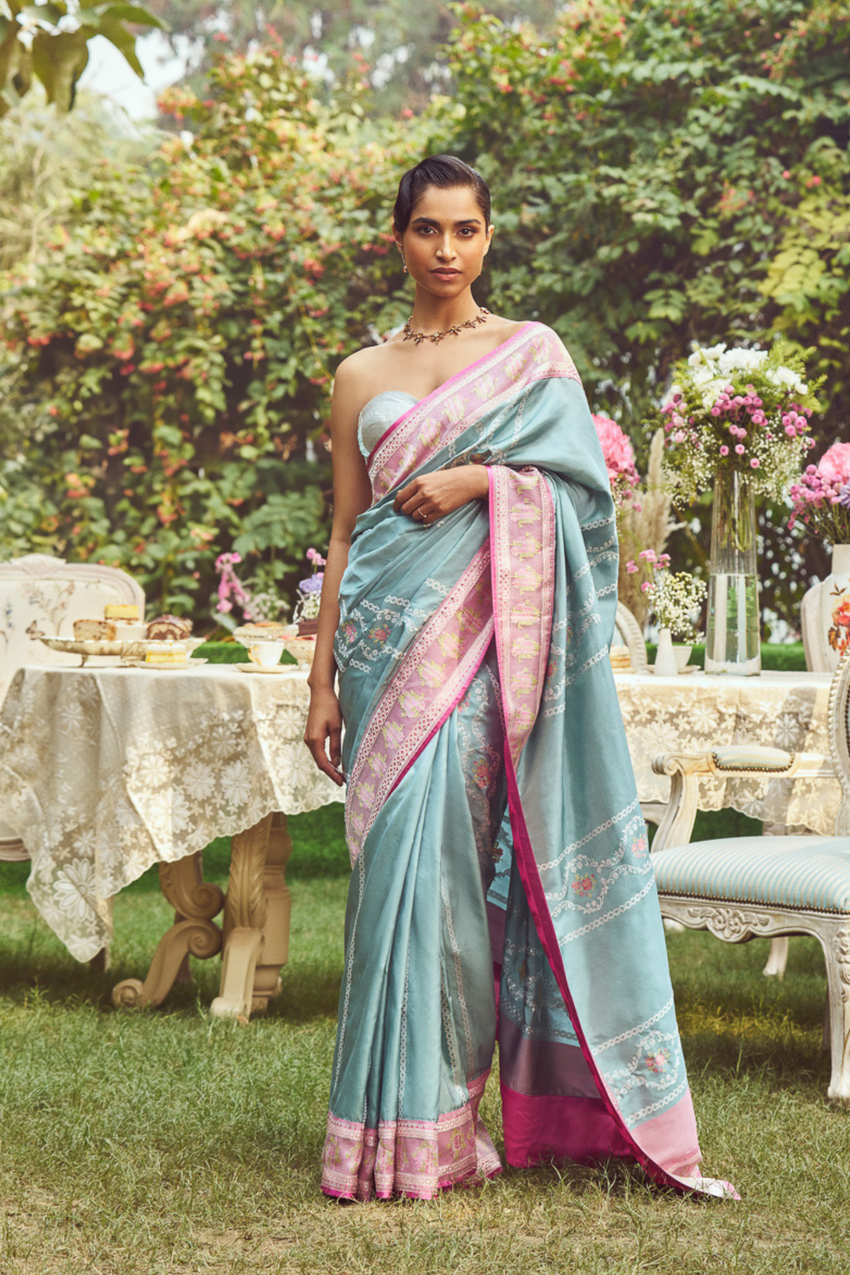 Blue Meenakari Zari Handloom Sari