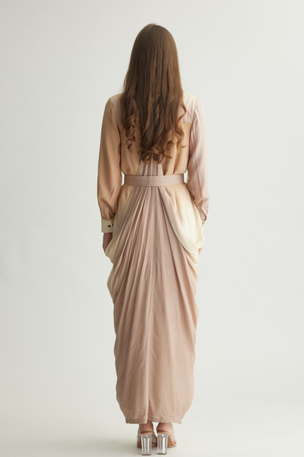 Beige  Drape Shirt Dress